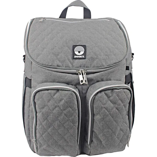 Dooky 2-in-1 Wickeltasche Rucksack Grau Melange 11 Fächer