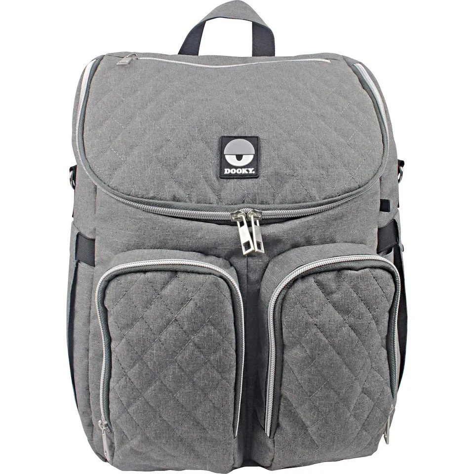 Dooky 2-in-1 Wickeltasche Rucksack Grau Melange 11 Fächer