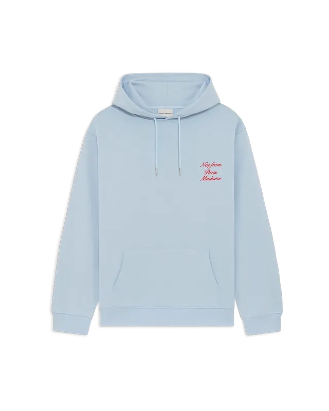 Drôle De Monsieur Slogan Calligraphy Hoodie Hellblau Baumwolle