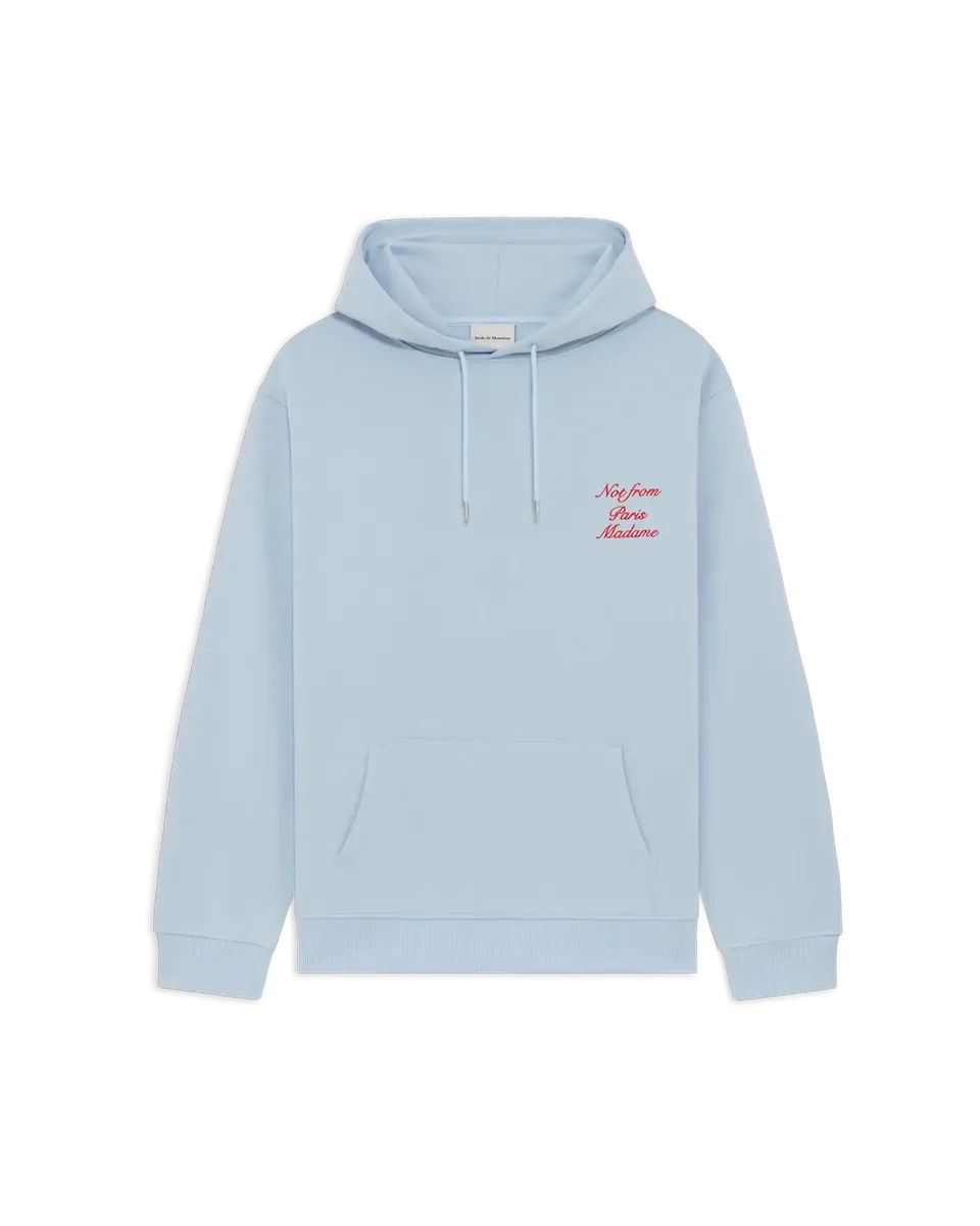 Drôle De Monsieur Slogan Calligraphy Hoodie Hellblau Baumwolle