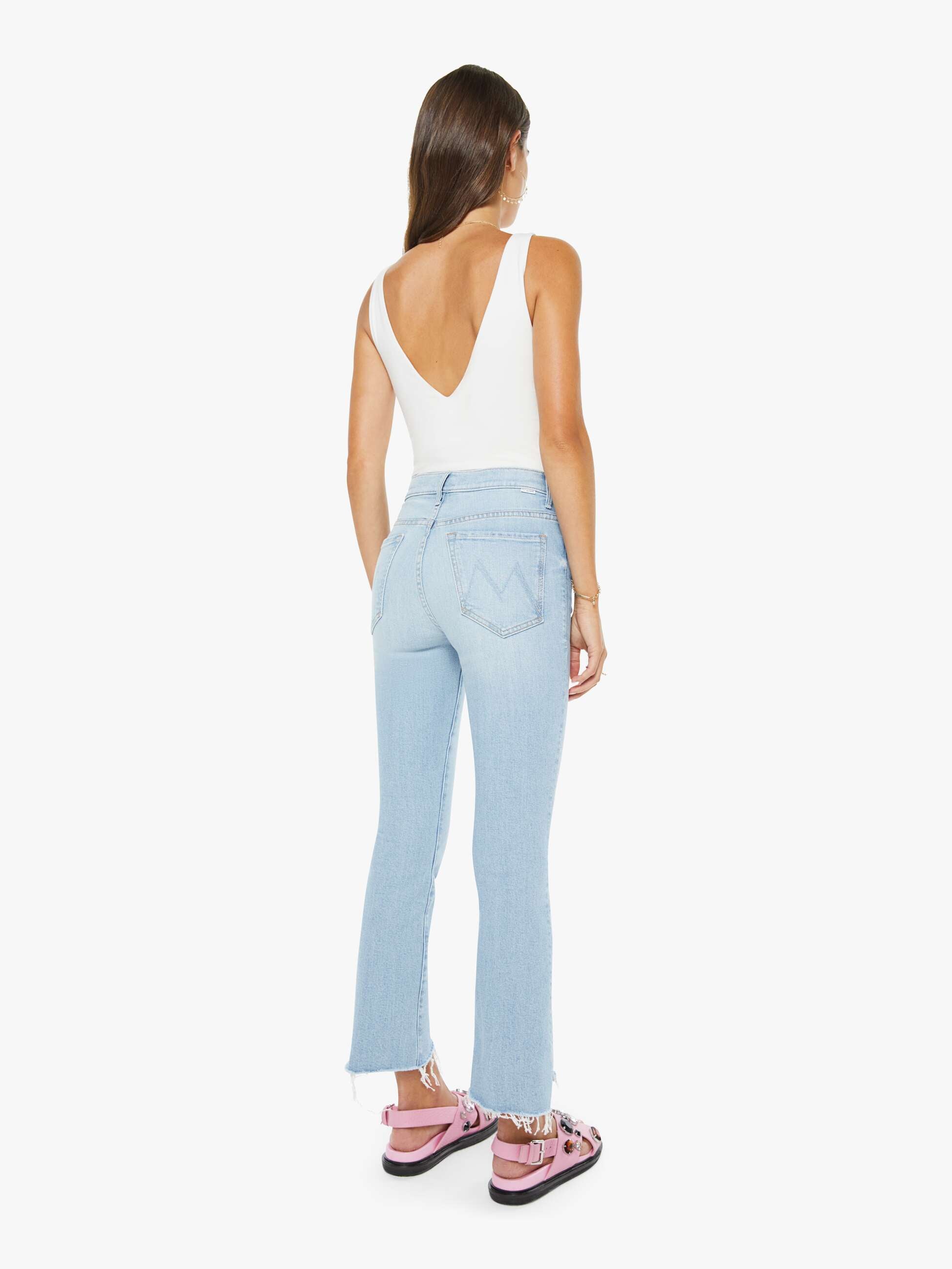 Mother Denim Insider Crop Step Fray Bootcut Jeans Hellblau