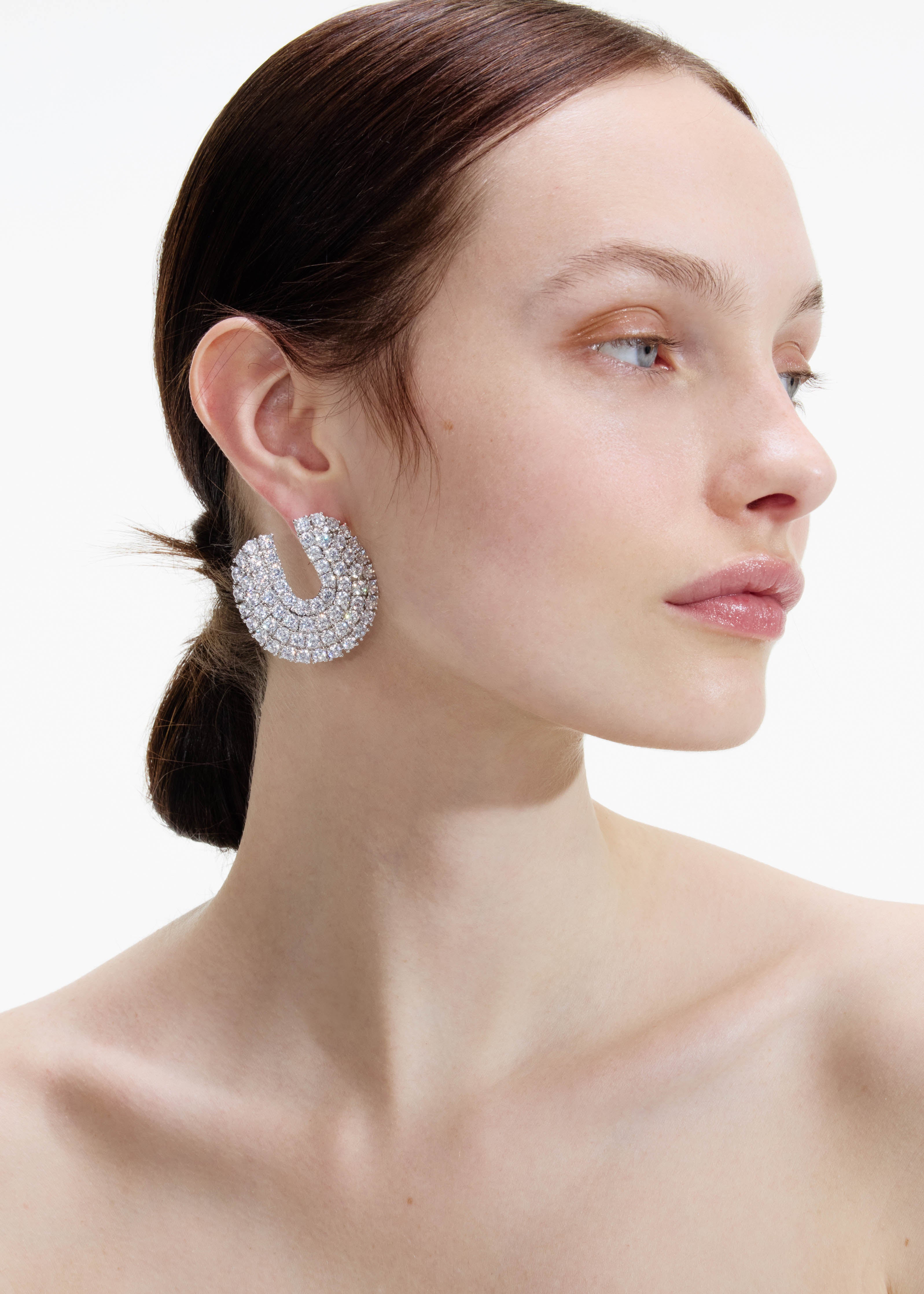 Self Portrait Crystal Curved Earrings Ohrstecker One Size