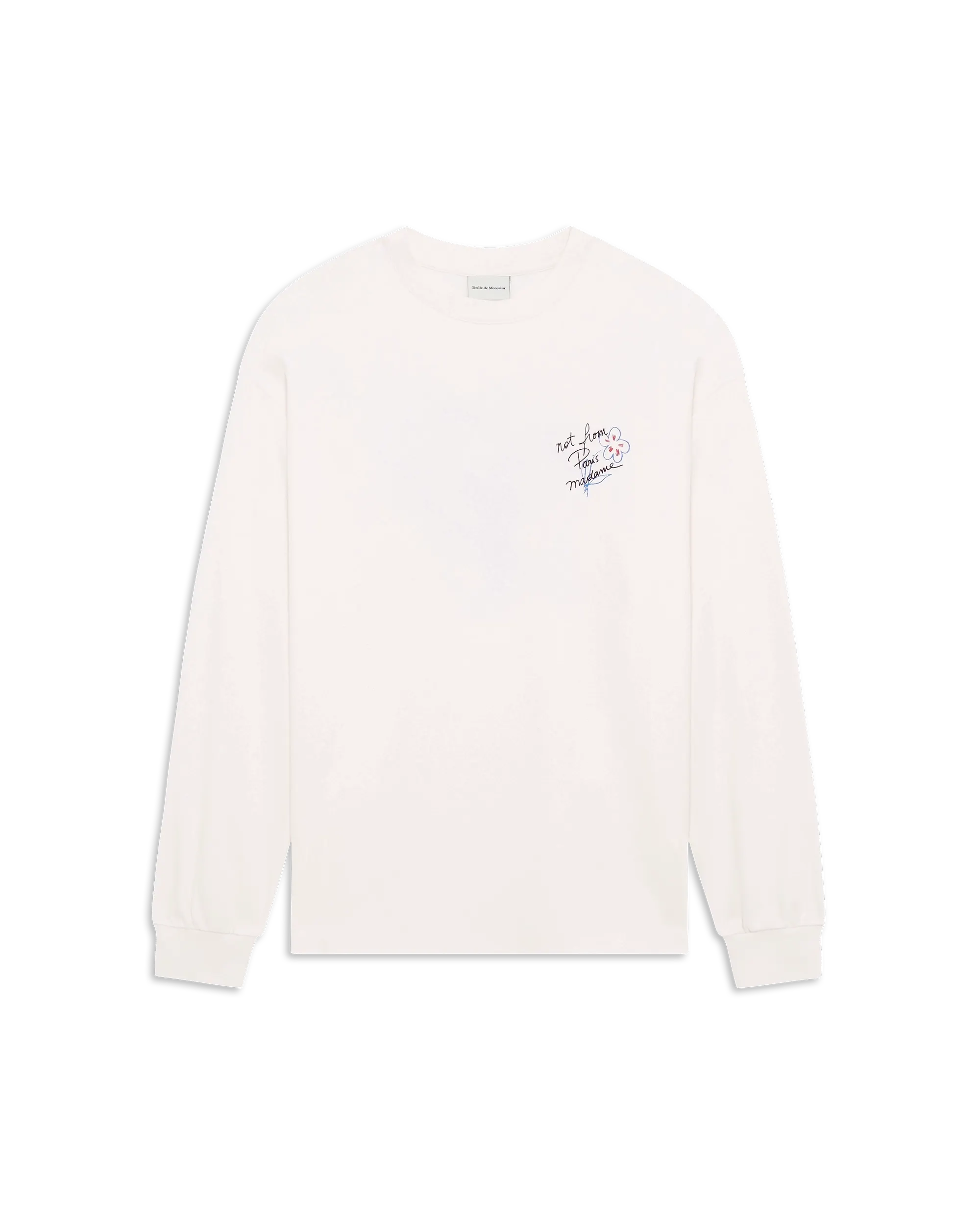 Drôle De Monsieur Esquisse Slogan Langarmshirt off-white Baumwolle