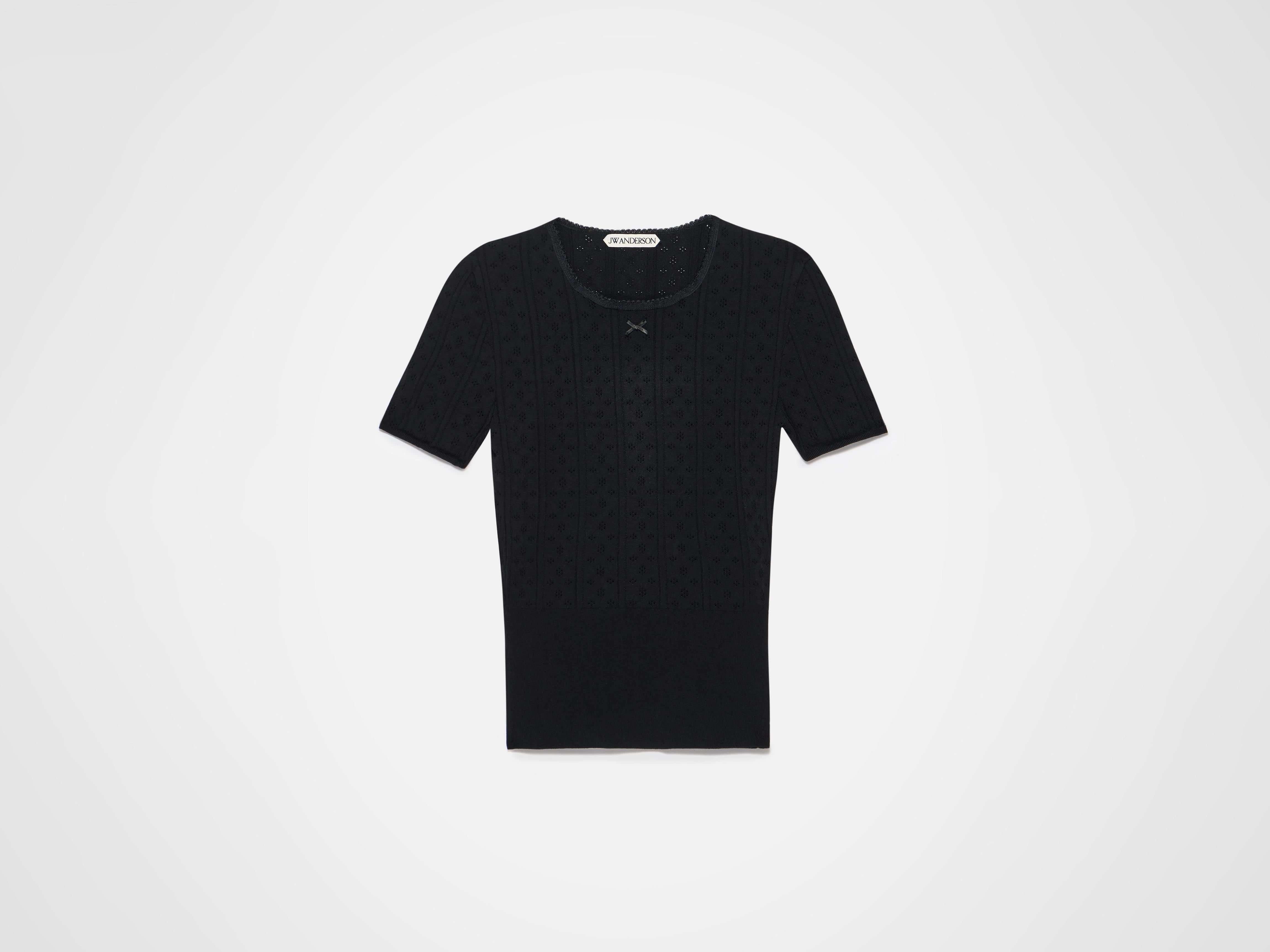 J.W.Anderson Knitwear Pointelle T-Shirt Schwarz Viskose