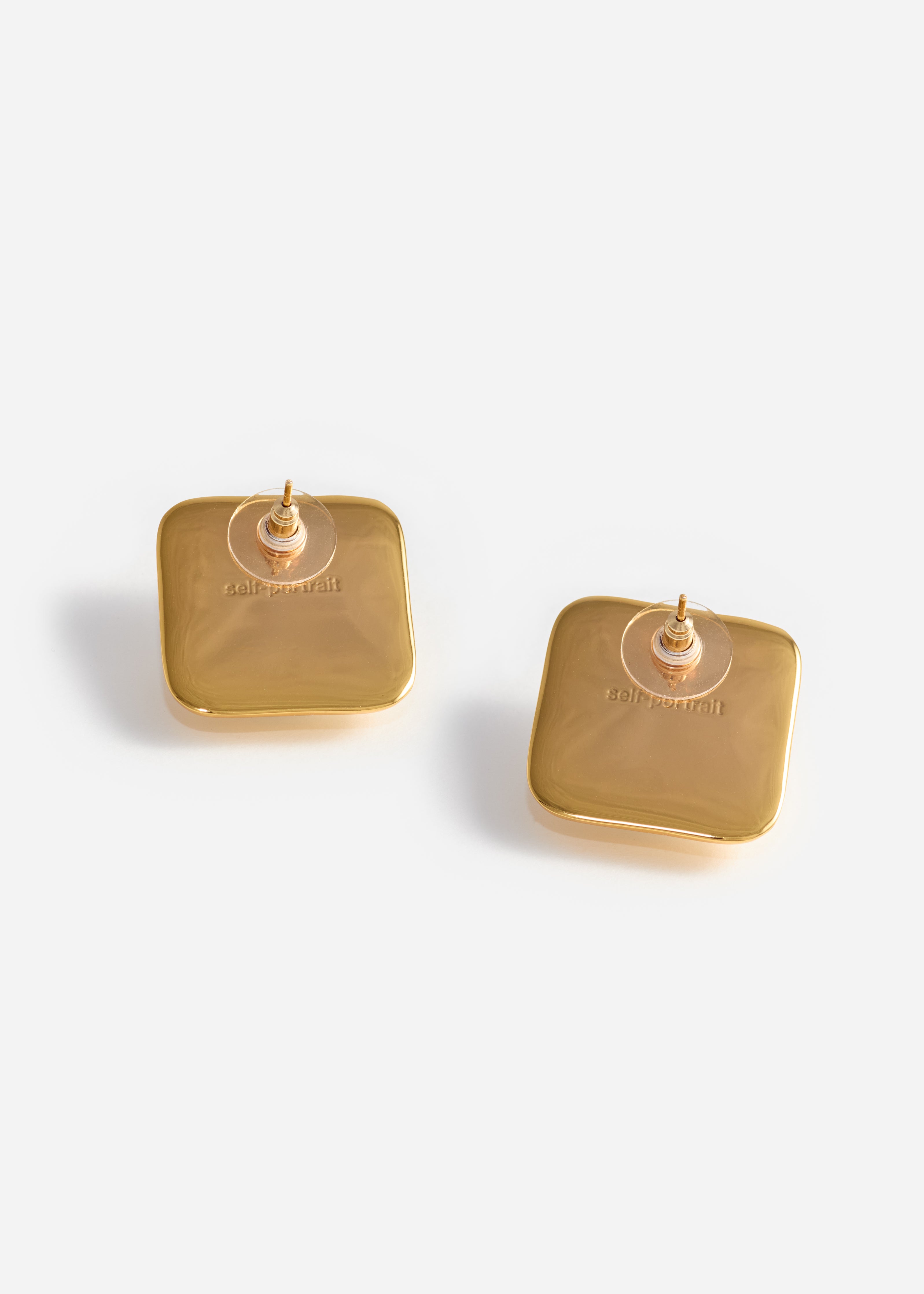 Self Portrait Jewellery Bow Pearl Gold Square Earrings Ohrringe Gold