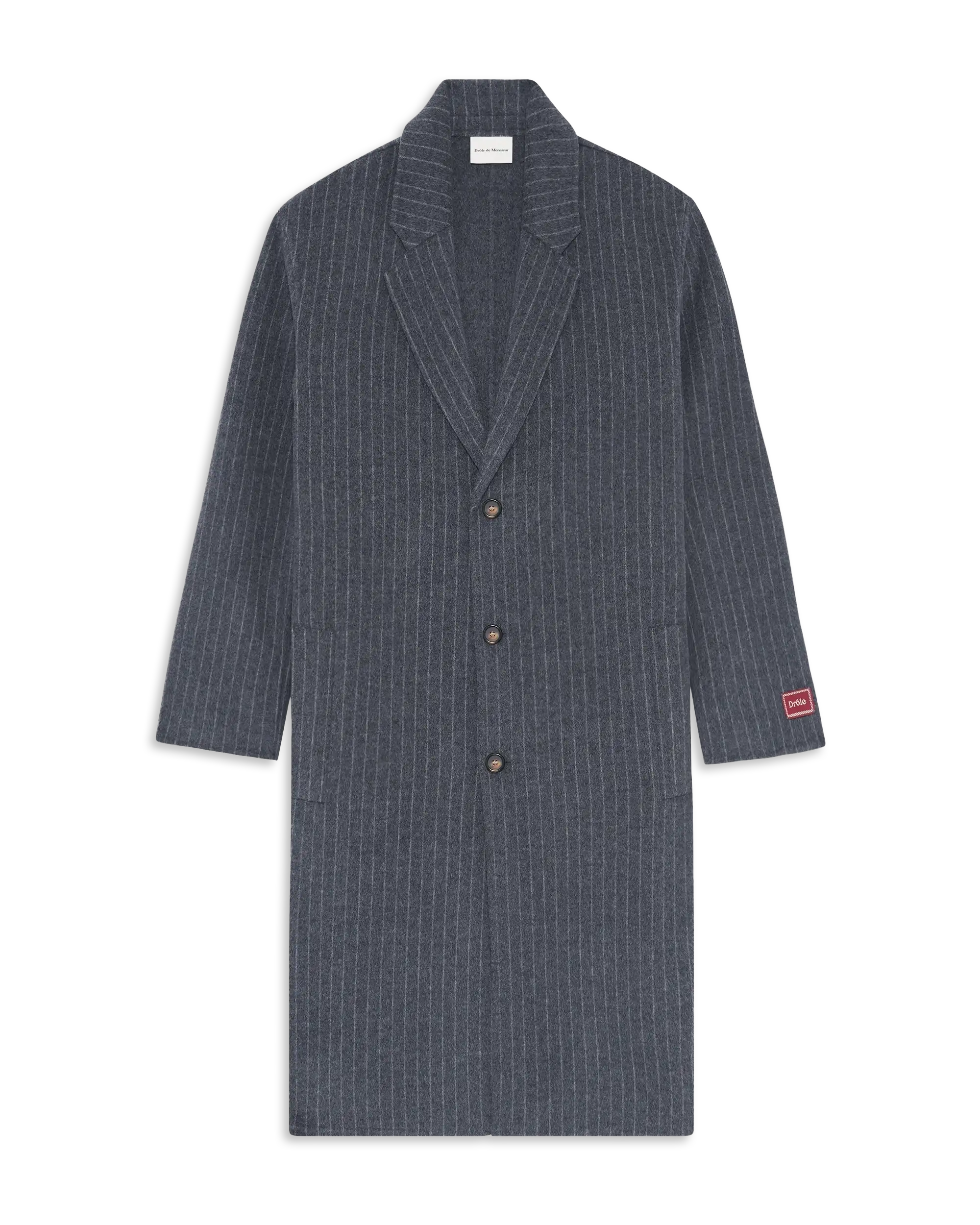 Drôle De Monsieur Pinstripe Mantel Dunkelgrau Wolle