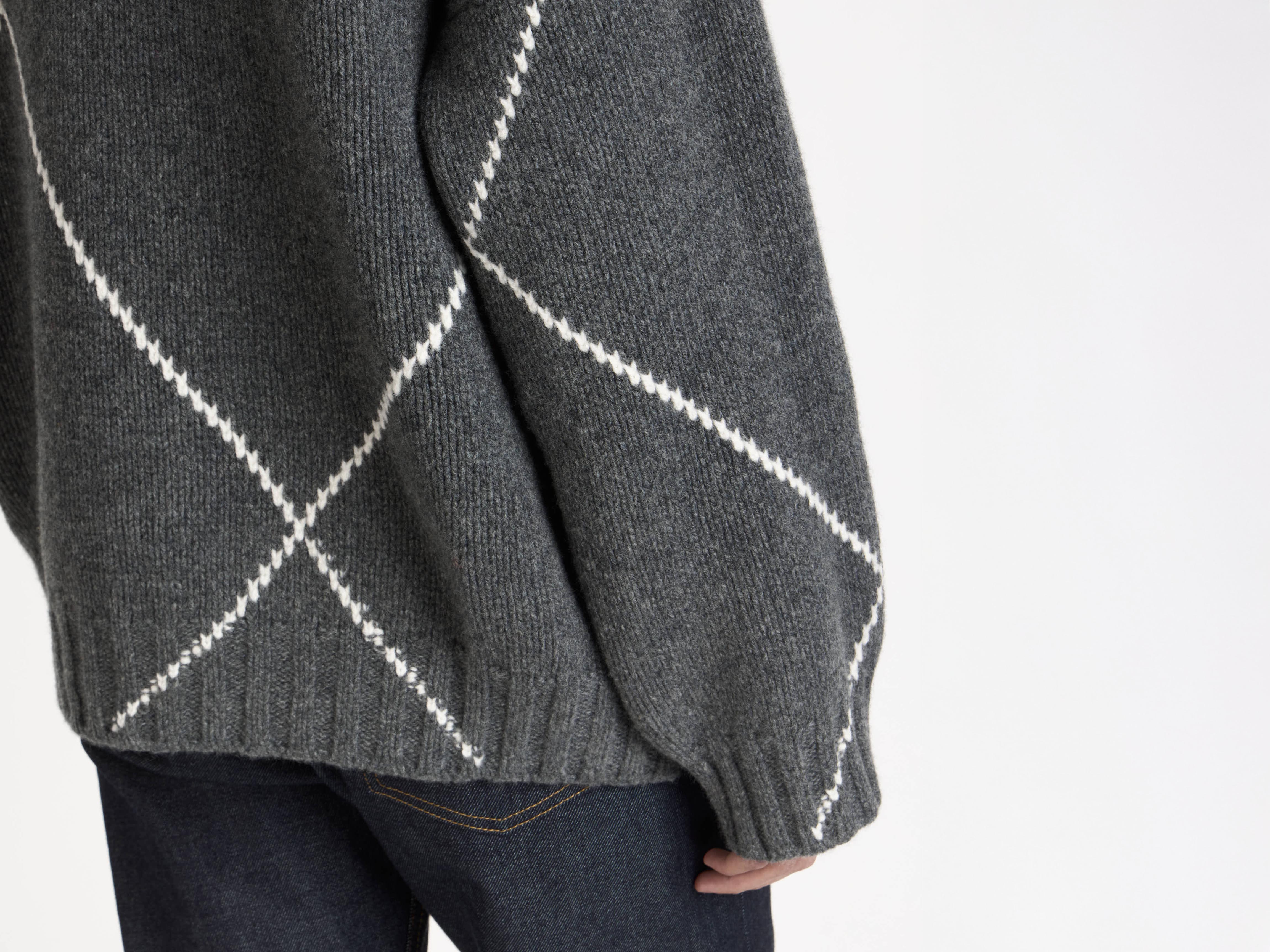 J.W.Anderson x Pringle Argyle Rollkragenpullover Strick Grau Wolle