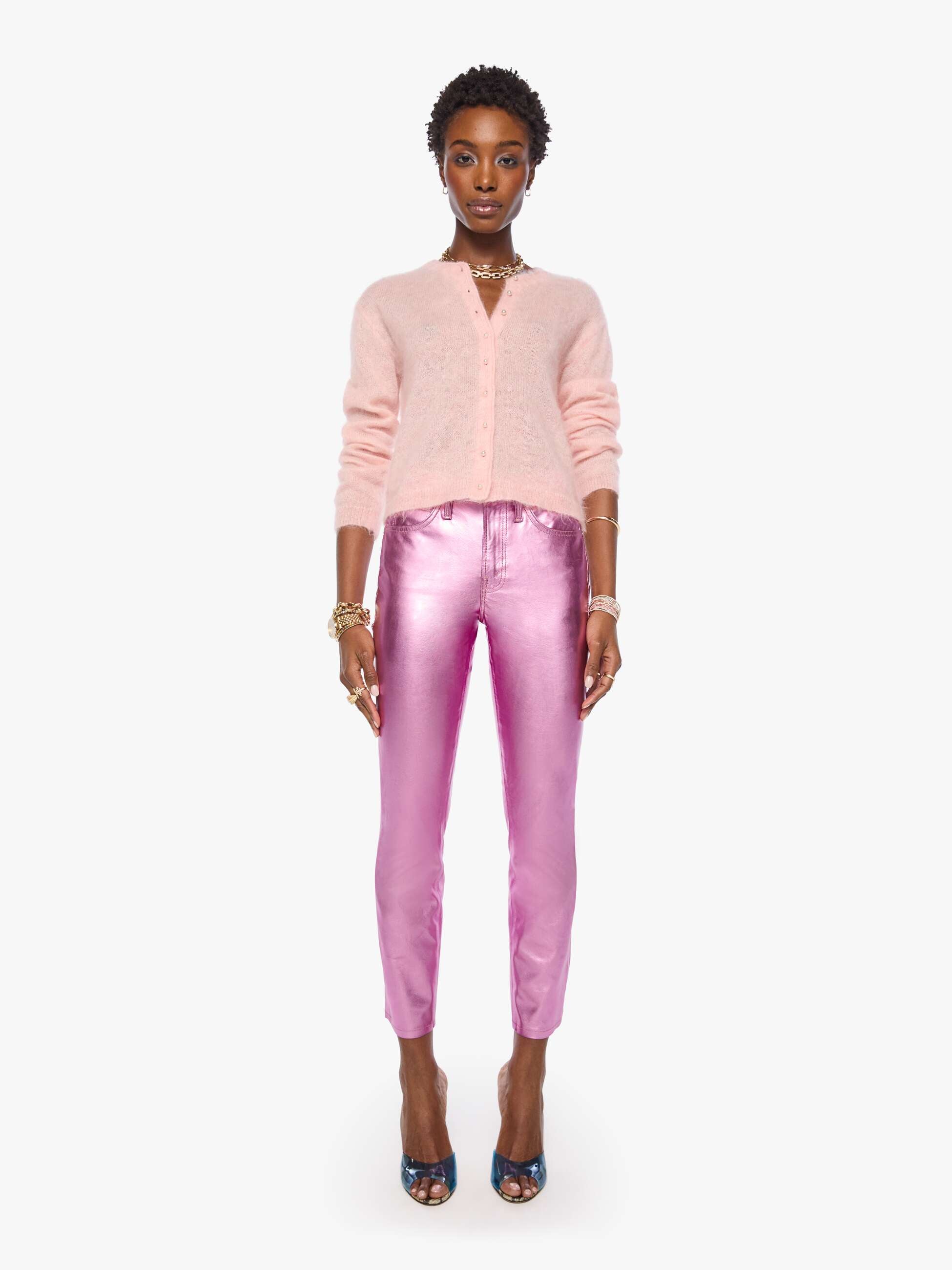 Mother The Cropped Cardigan Strickjacke Powder Rosa cropped