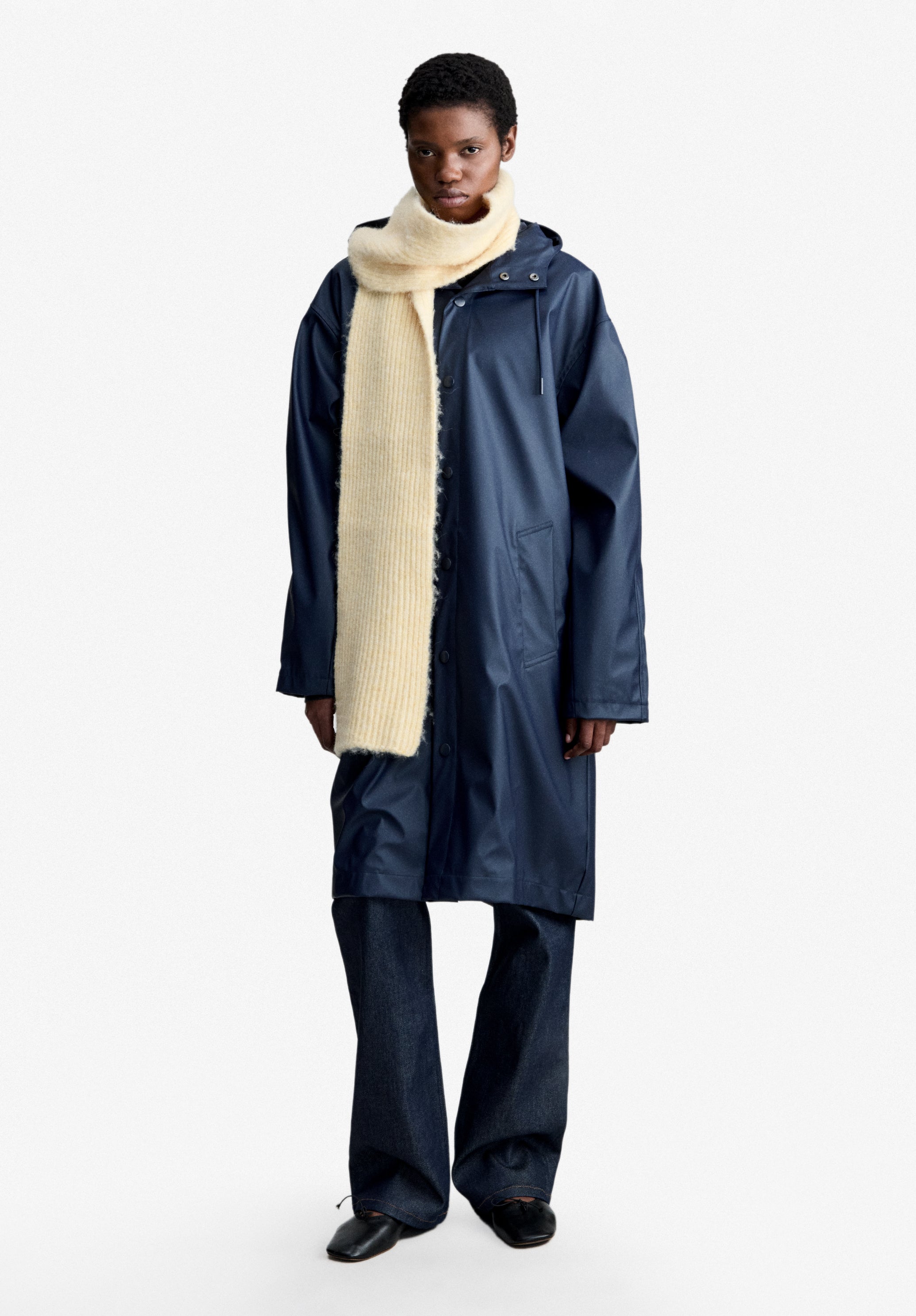 A.P.C. Parka marineblau lang weit Druckknopf