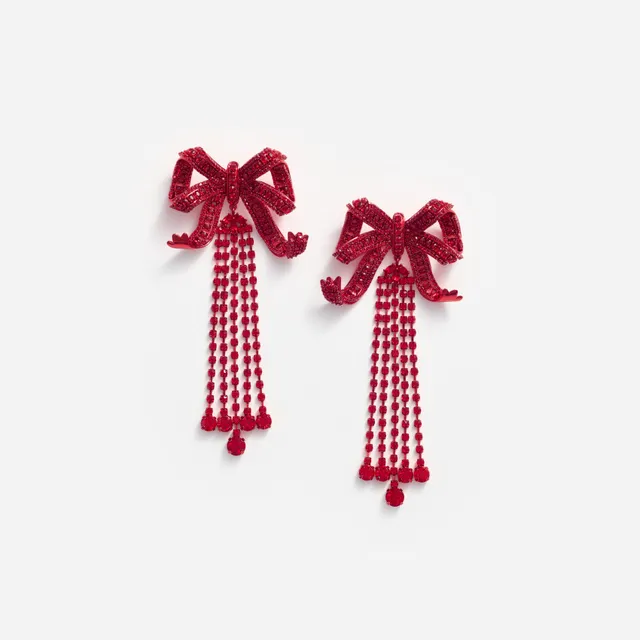 Self Portrait Jewellery Red Bow Diamante Ohrringe One Size Rot