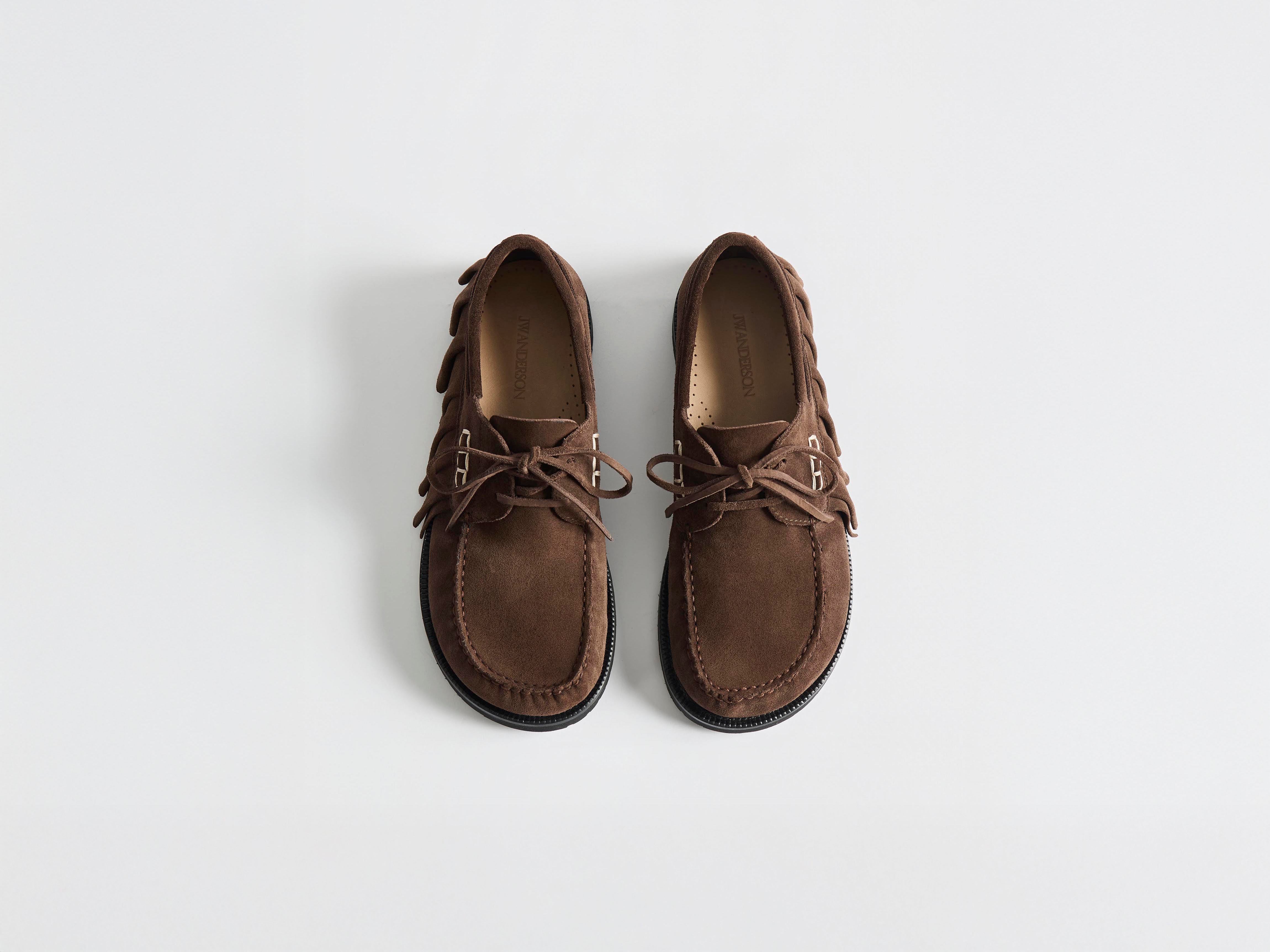 J.W.Anderson Loafer Ruffle Bootsschuh Braun Wildleder Damen