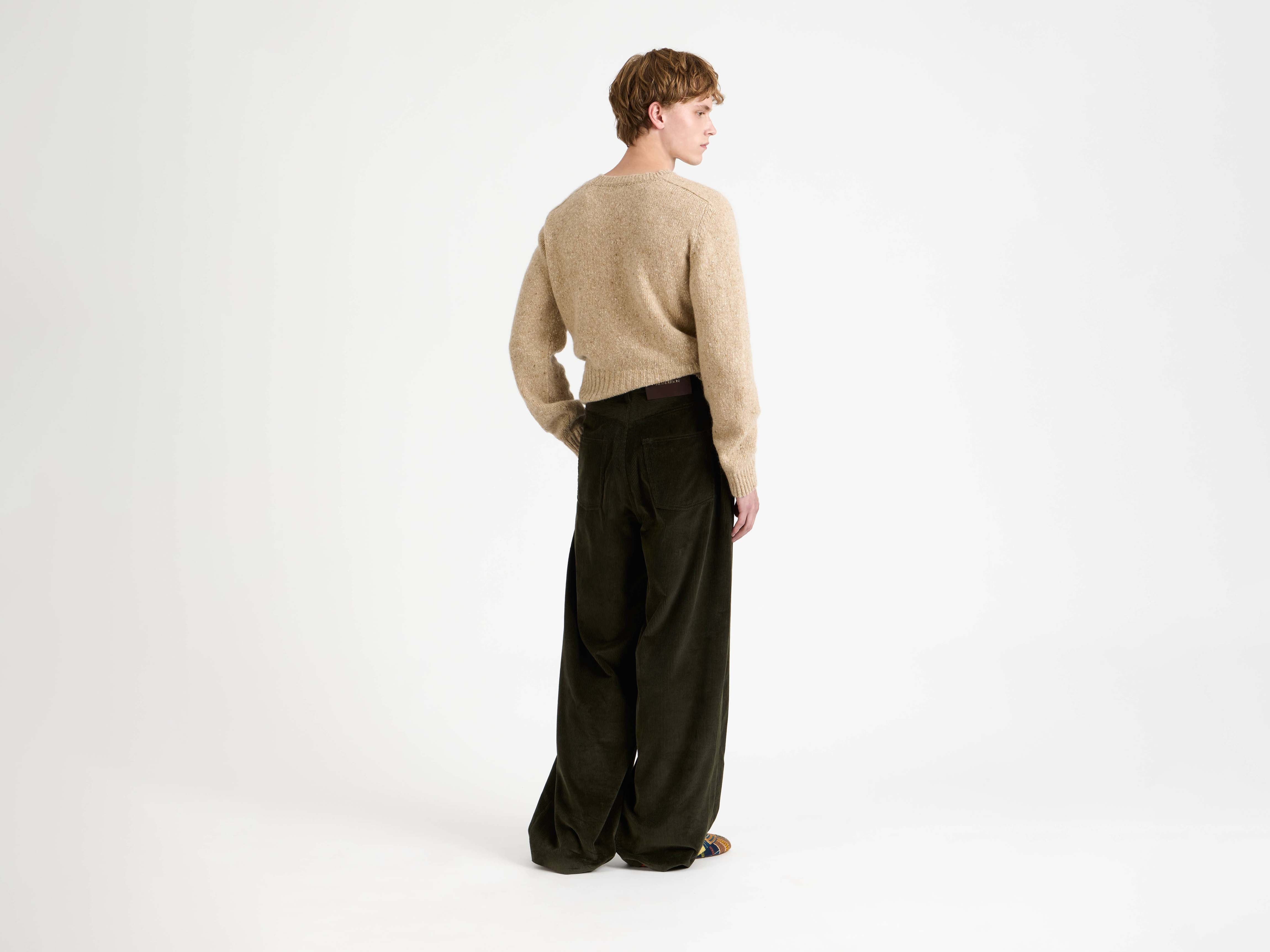 J.W.Anderson Knitwear Sleeve Embroidered Crew Pullover oatmeal melange