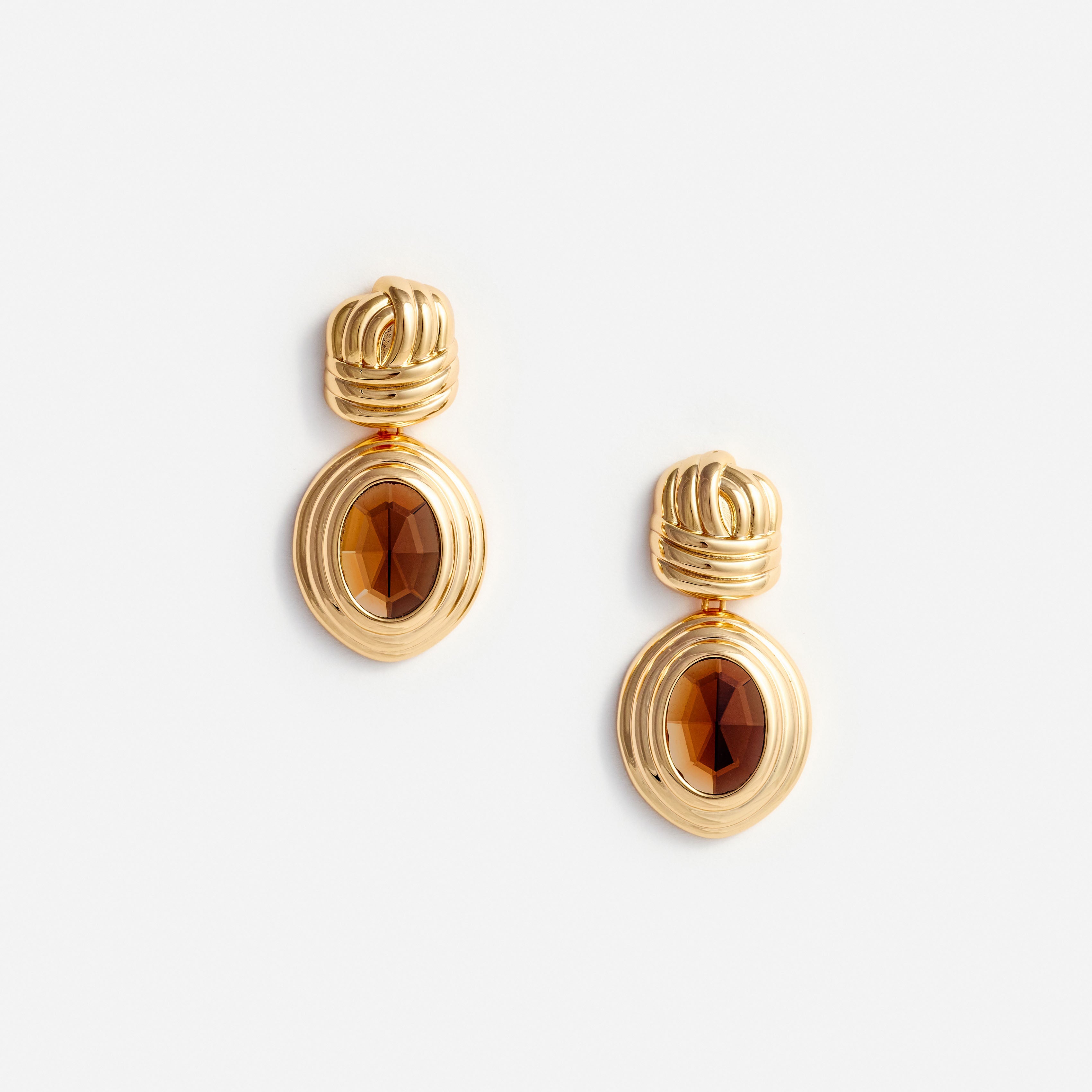 Self Portrait Gold Knot Amber Ohrringe Gold Braun
