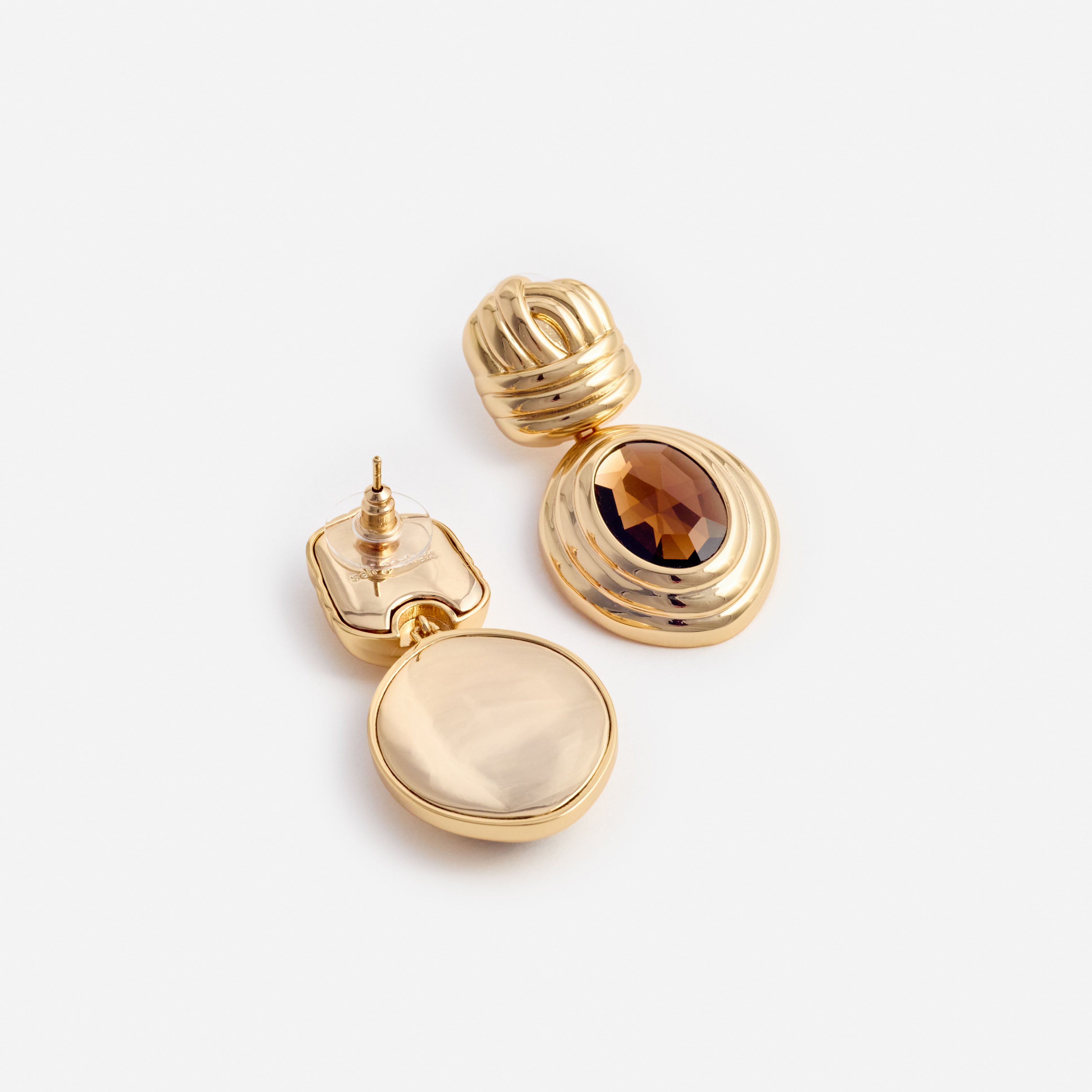 Self Portrait Gold Knot Amber Ohrringe Gold Braun