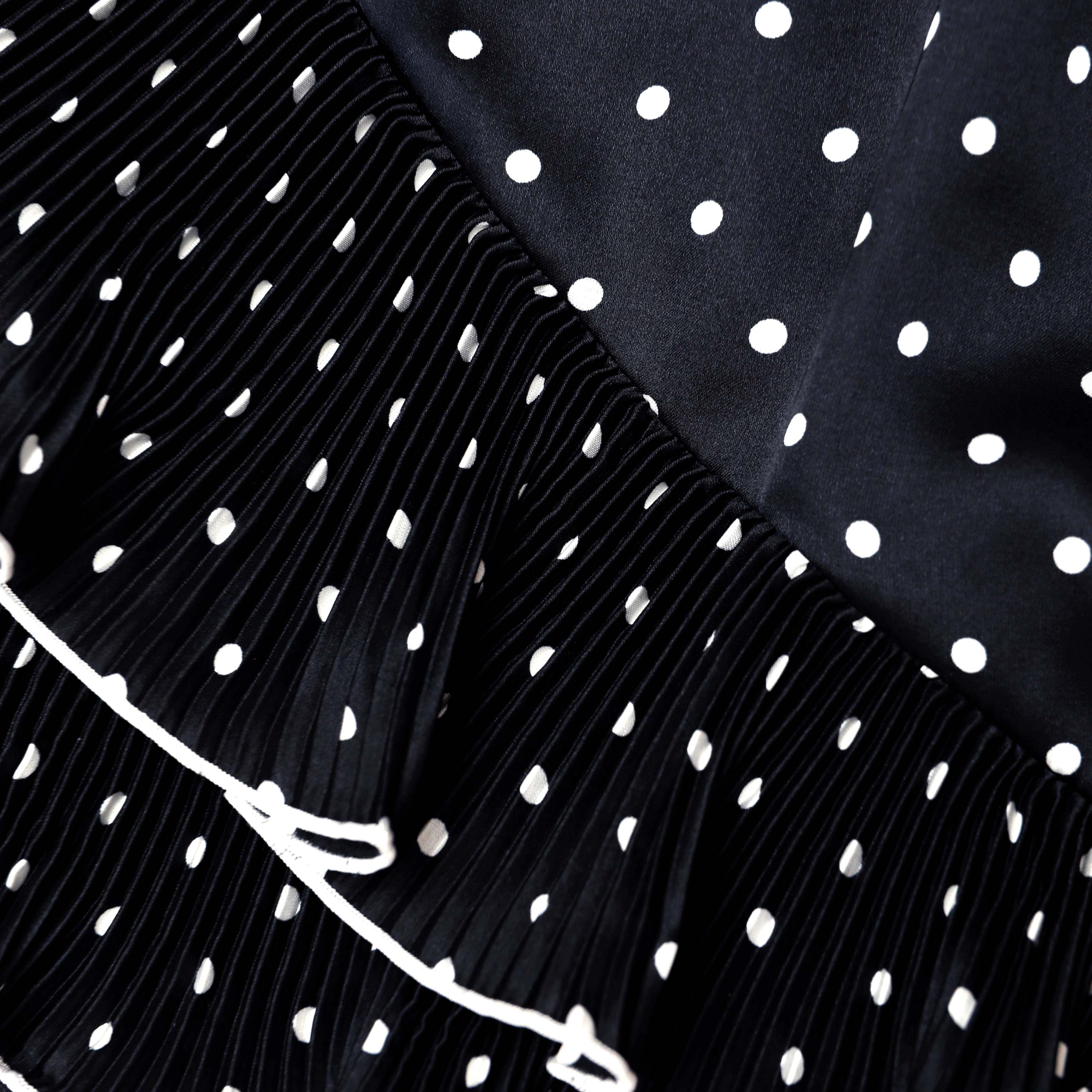 Self Portrait Black Polka Dot Frill Minikleid Schwarz