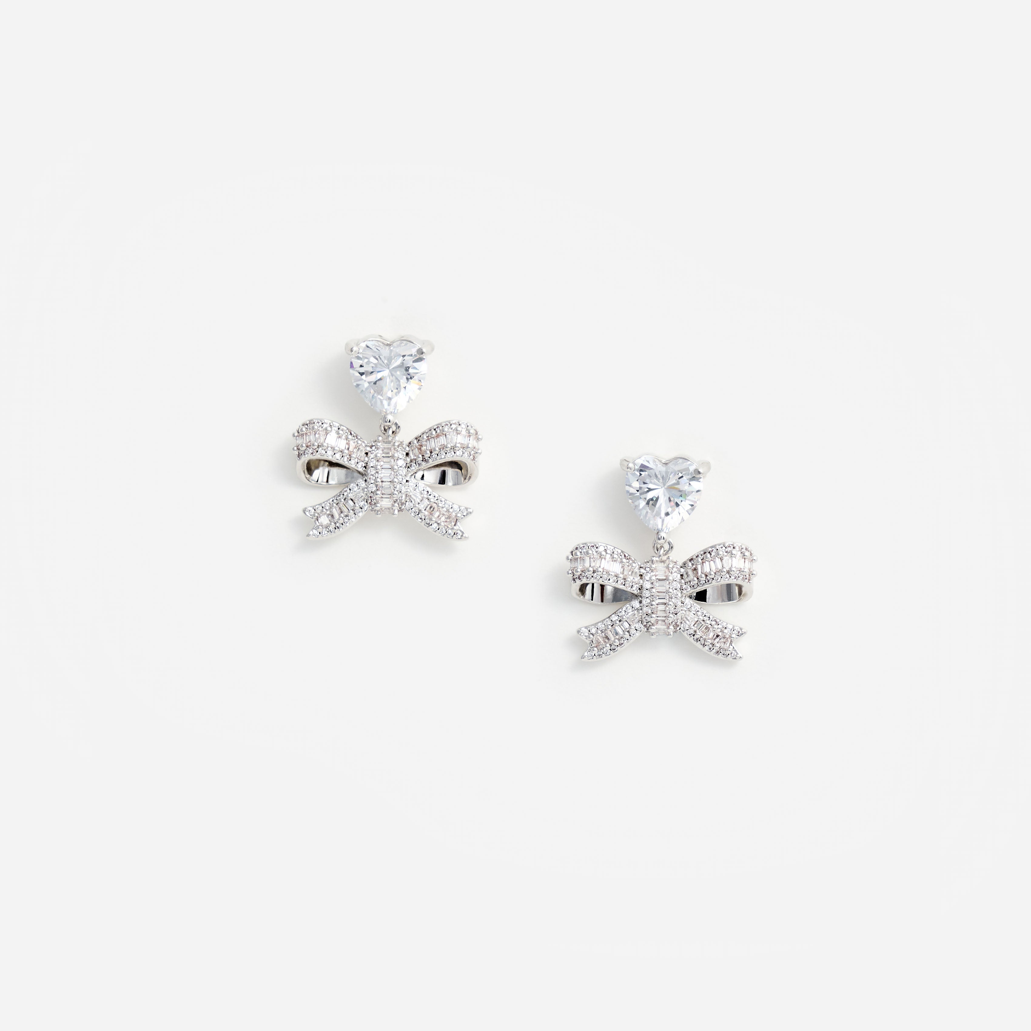 Self Portrait Crystal Heart Bow Drop Ohrringe Silber One Size