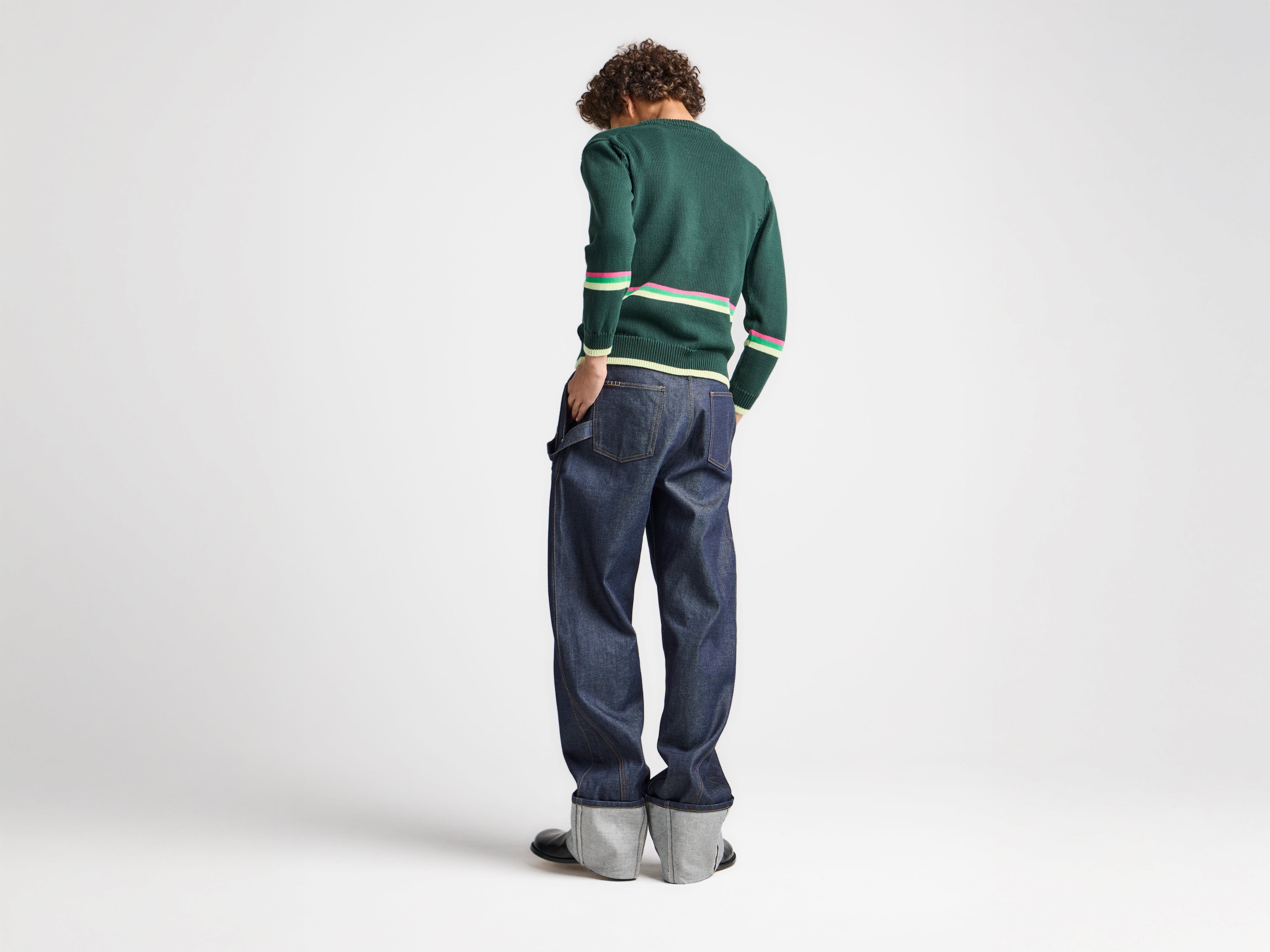 J.W.Anderson Twisted Turn-Up Workwear Denim Jeans Indigo