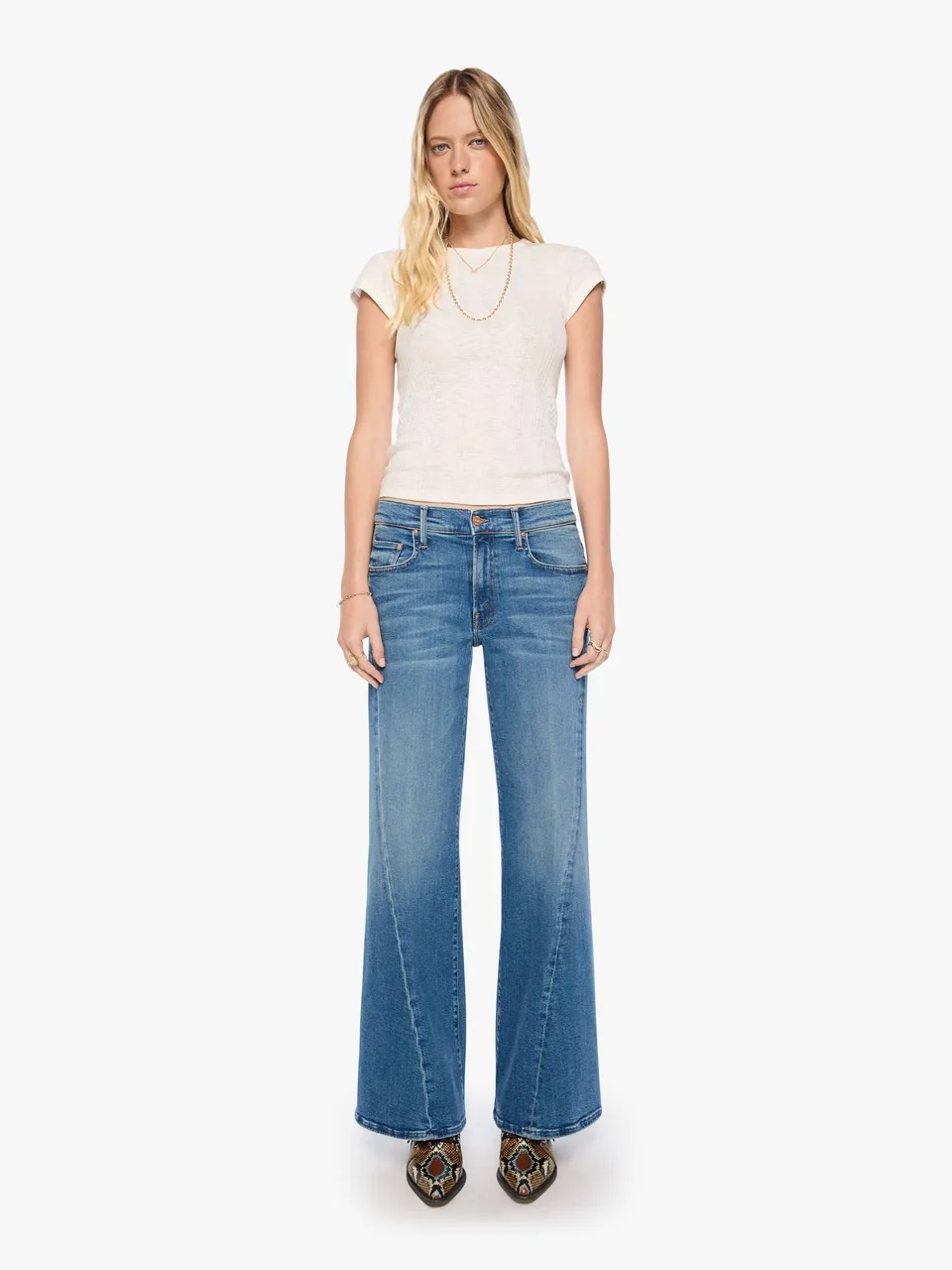 MOTHER Mid Rise Sidestepper Twist Sneak Jeans Strike It Rich