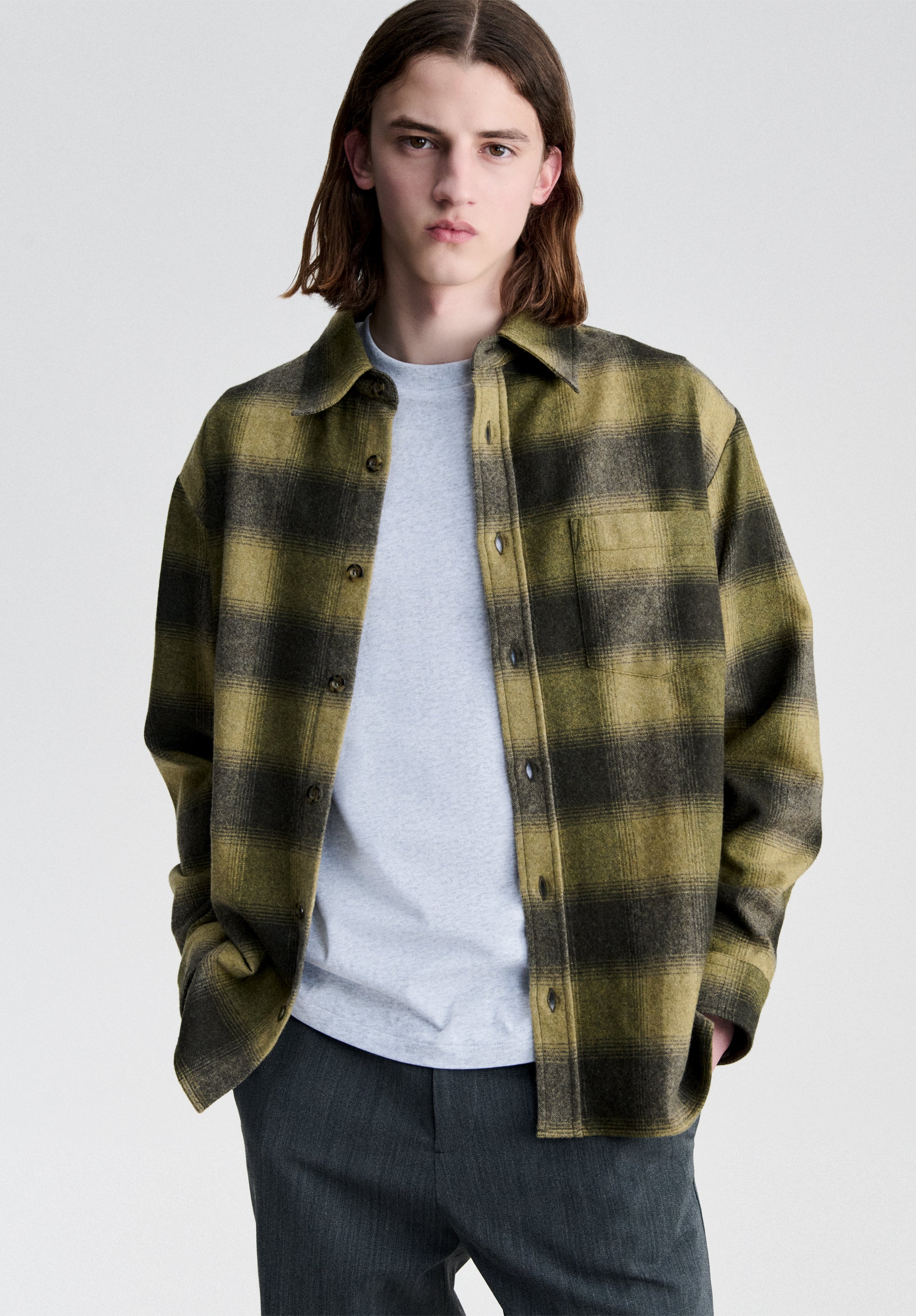A.P.C. Overshirt Kariert Khaki Wolle XS-XXL
