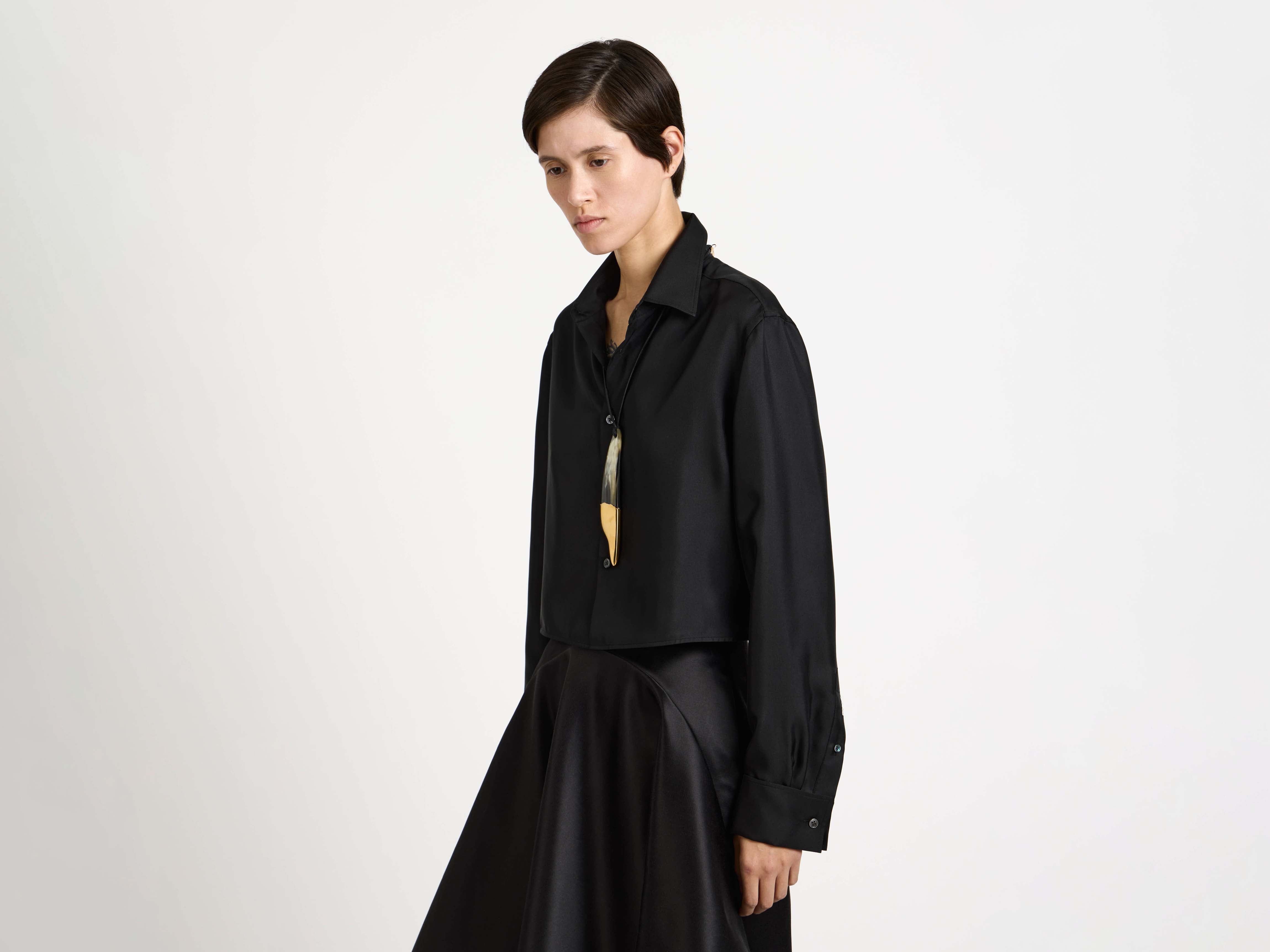 J.W.Anderson Cropped Seidenhemd Schwarz Damen Twill