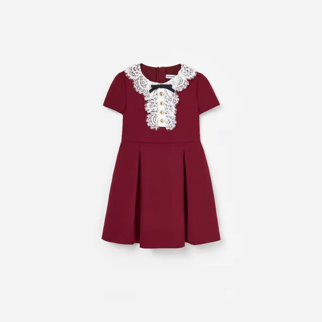 Self Portrait Burgundy Lace Bib Dress Bordeaux
