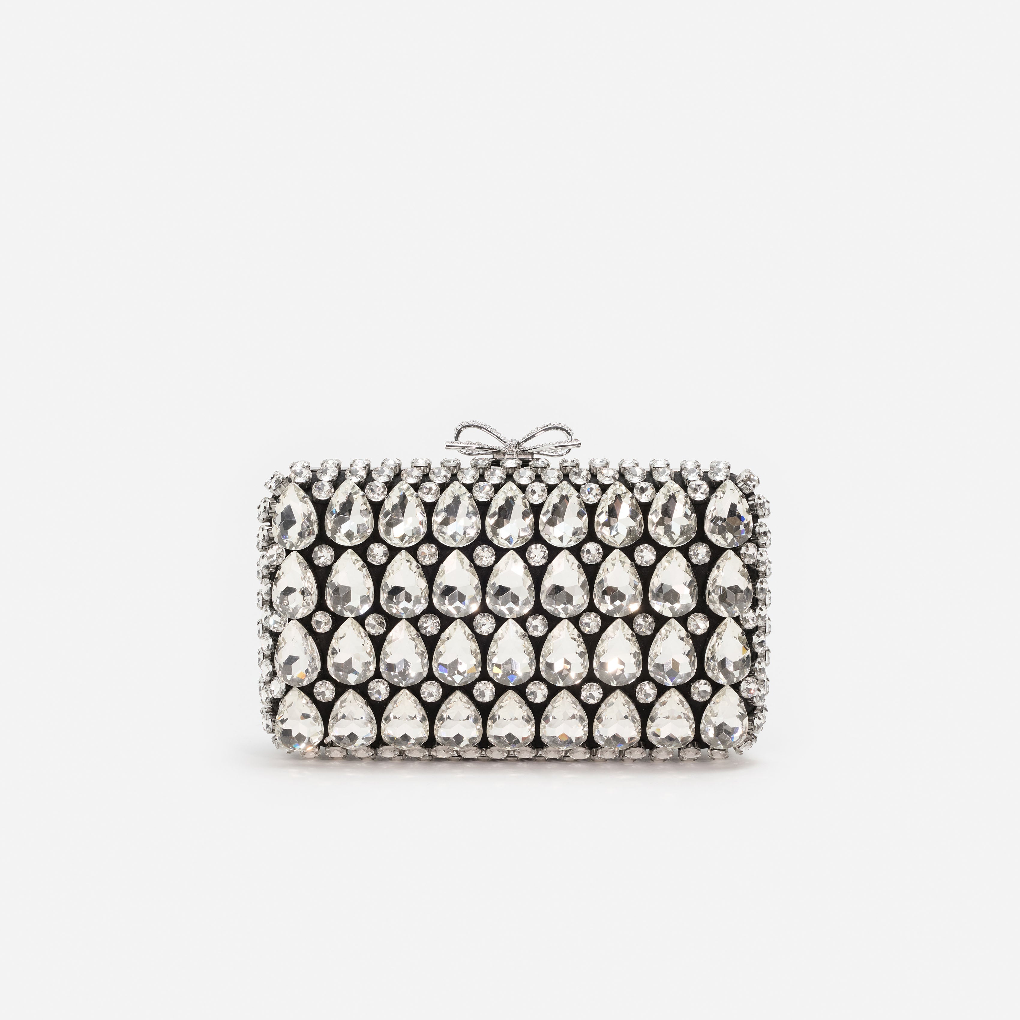 Self Portrait Black Satin Crystal Clutch Tasche Schwarz One Size