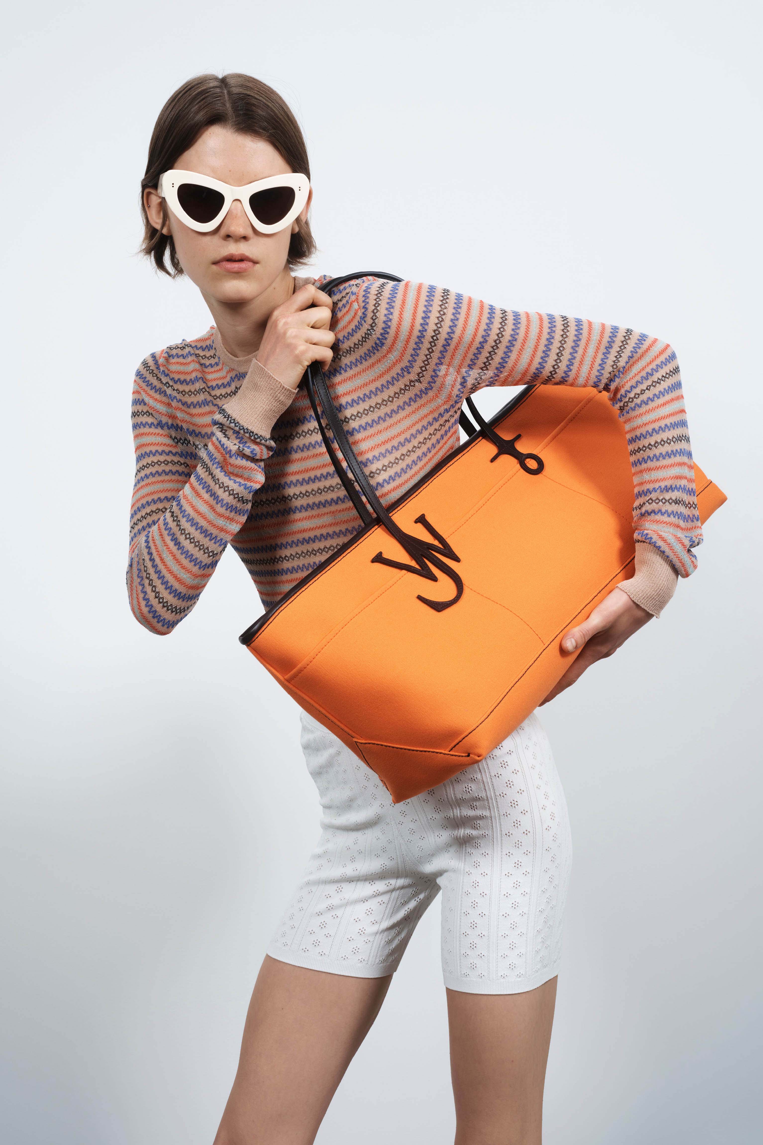 J.W.Anderson Stretch Anchor Tote Orange Canvas Leder