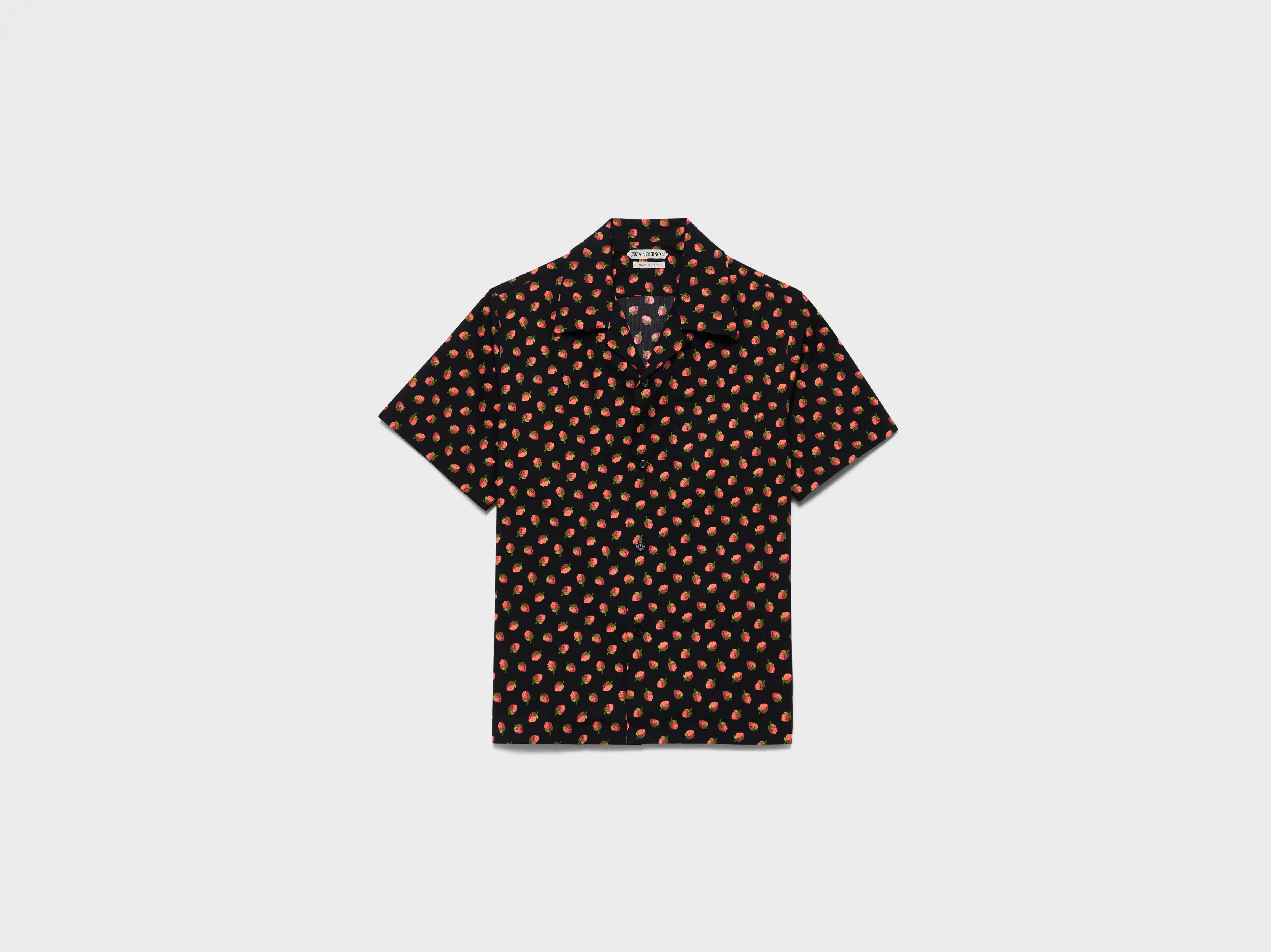 J.W.Anderson Shirts Camp Collar Berry Print Hemd Herren Schwarz Rot