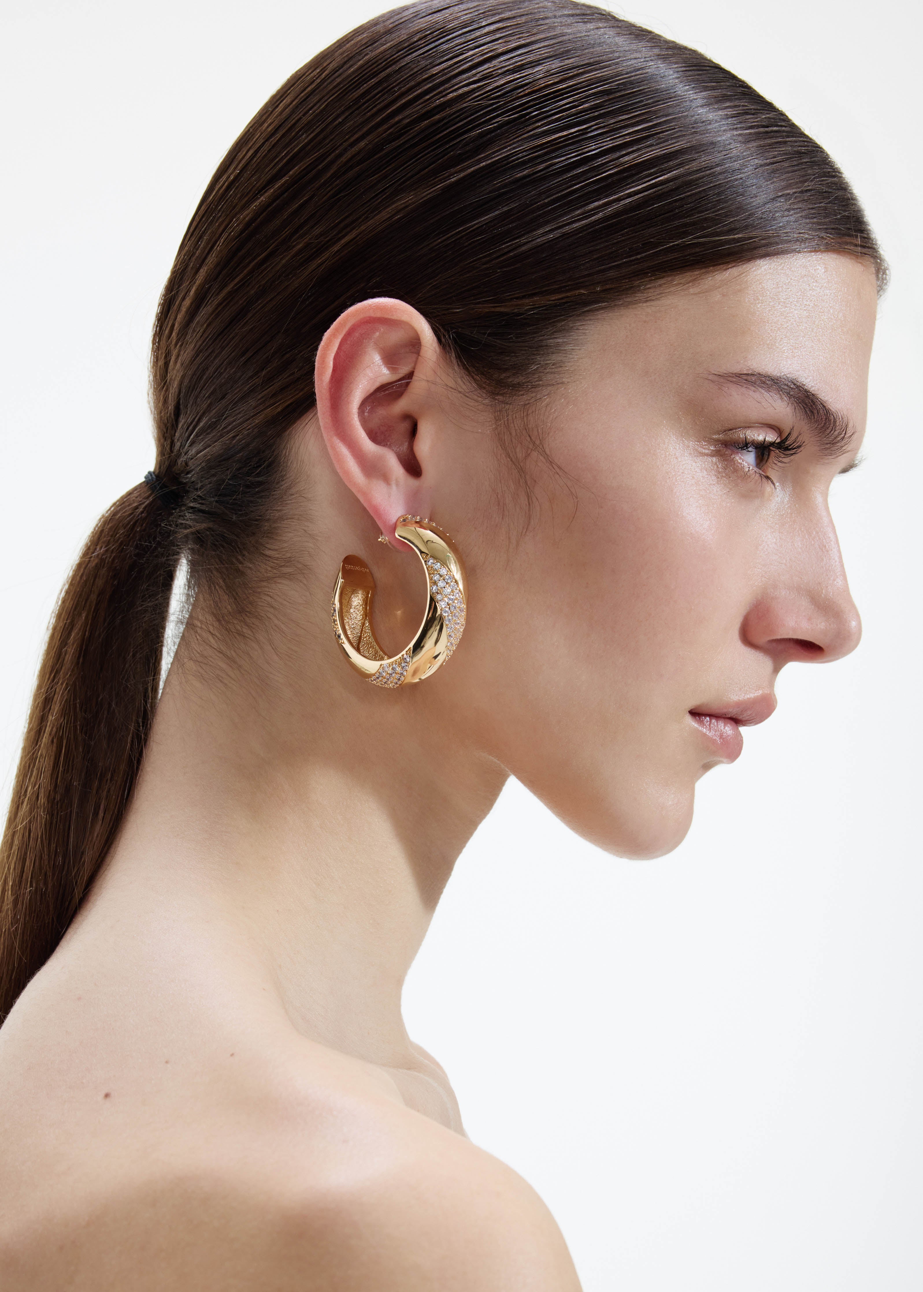 Self Portrait Gold Crystal Hoop Ohrringe Gold Kristall