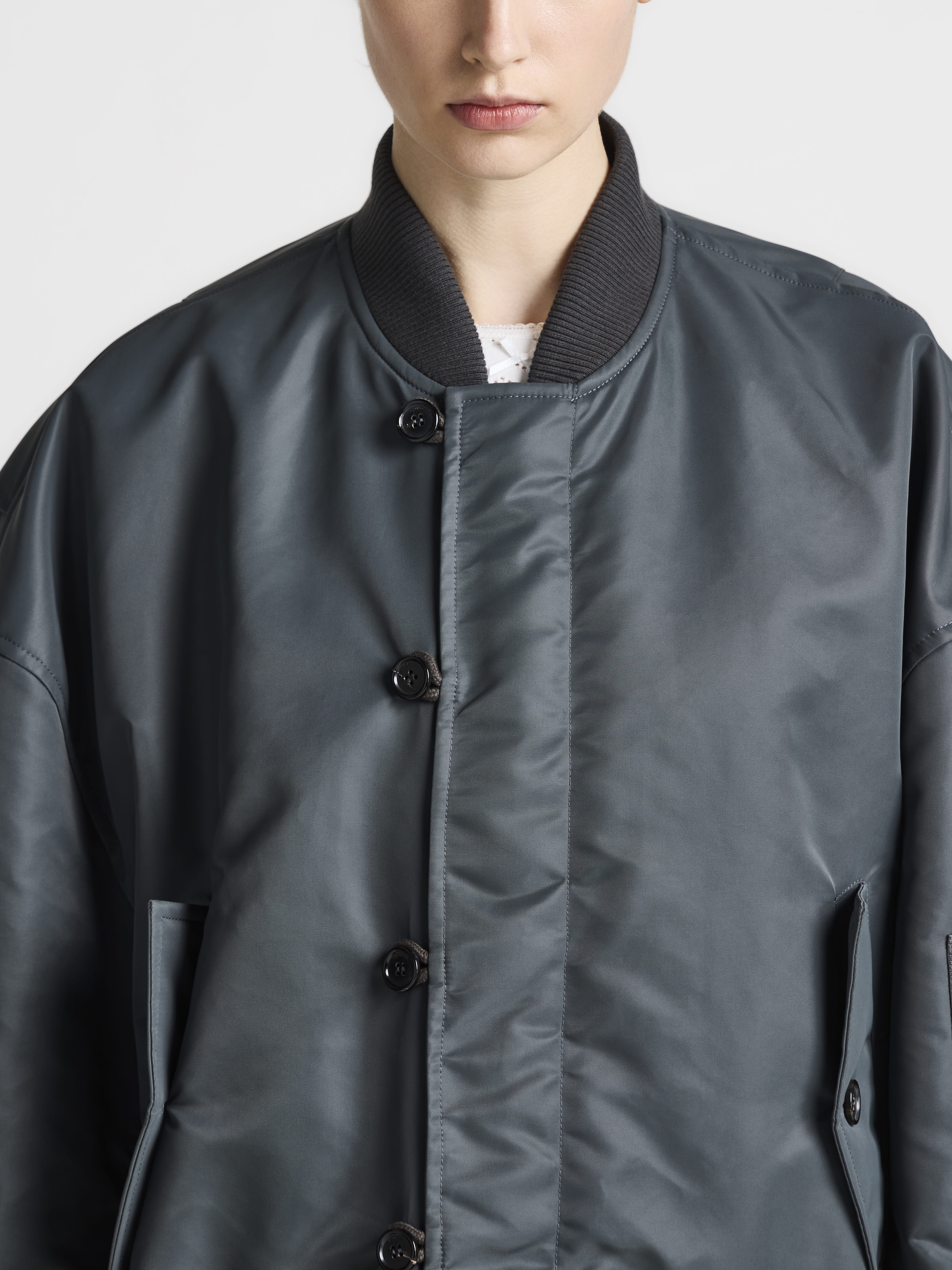 J.W.Anderson Coats Oversized Bomberjacke Damen Grau Nylon