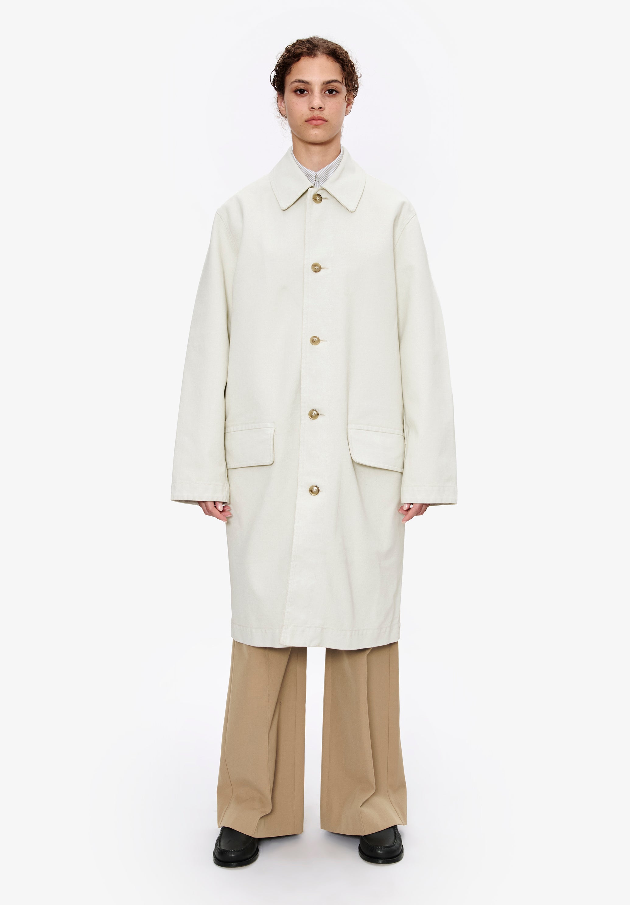 A.P.C. Mantel Unisex beschichtet weiß Hornknöpfe