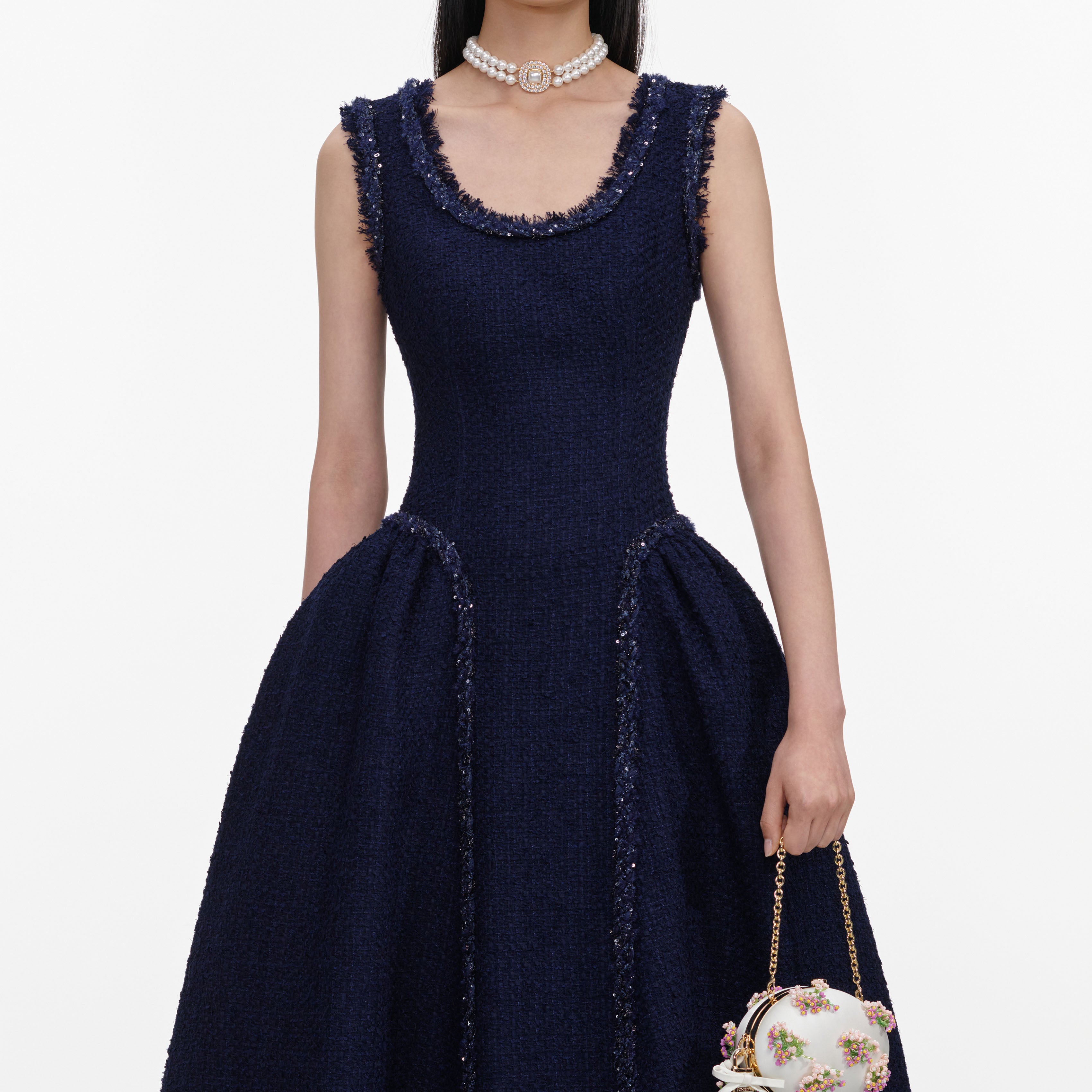 Self Portrait Navy Boucle Midikleid navy UK 6