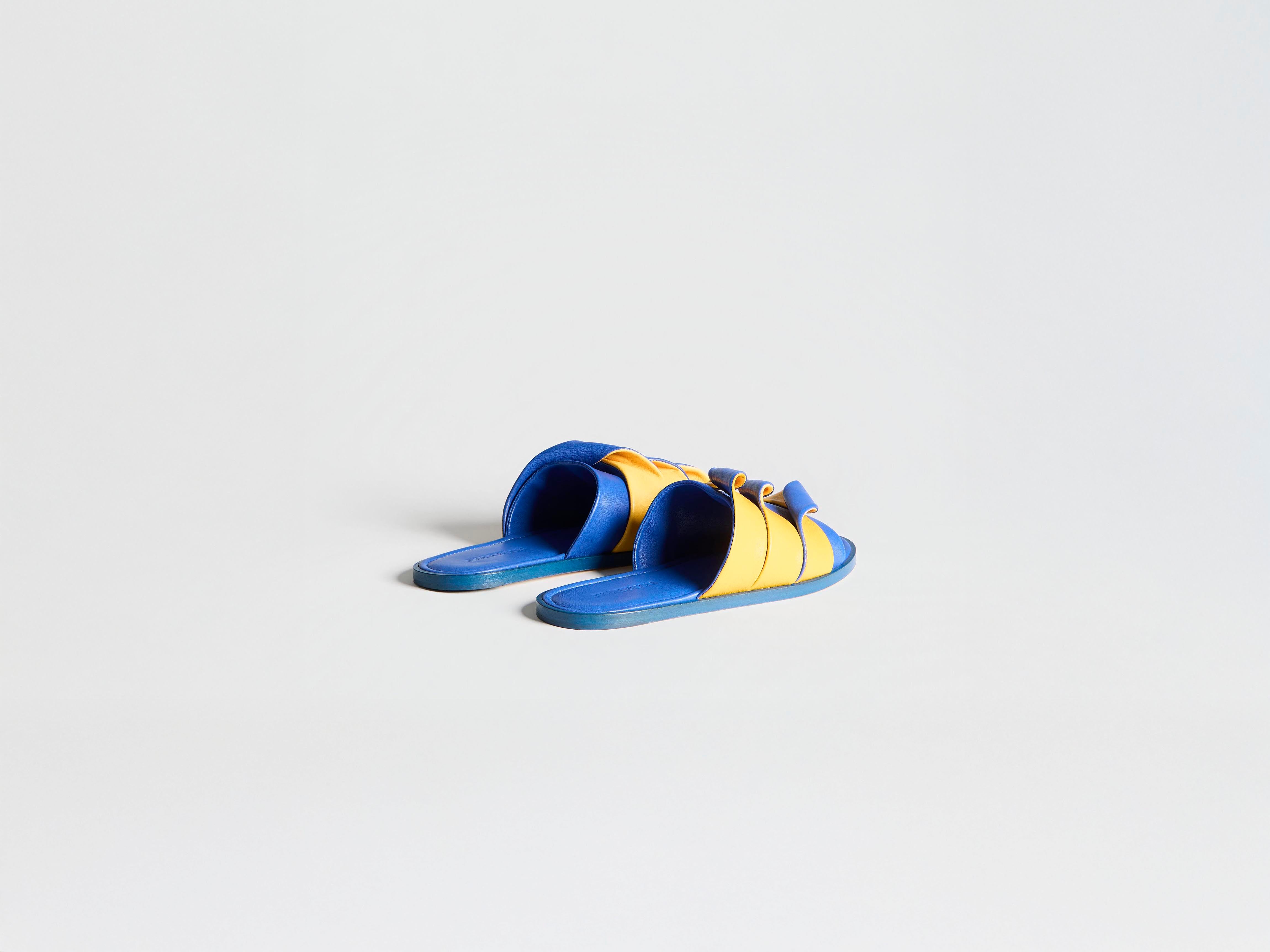 J.W.Anderson Coil Slide Leder Blau Gelb Damen