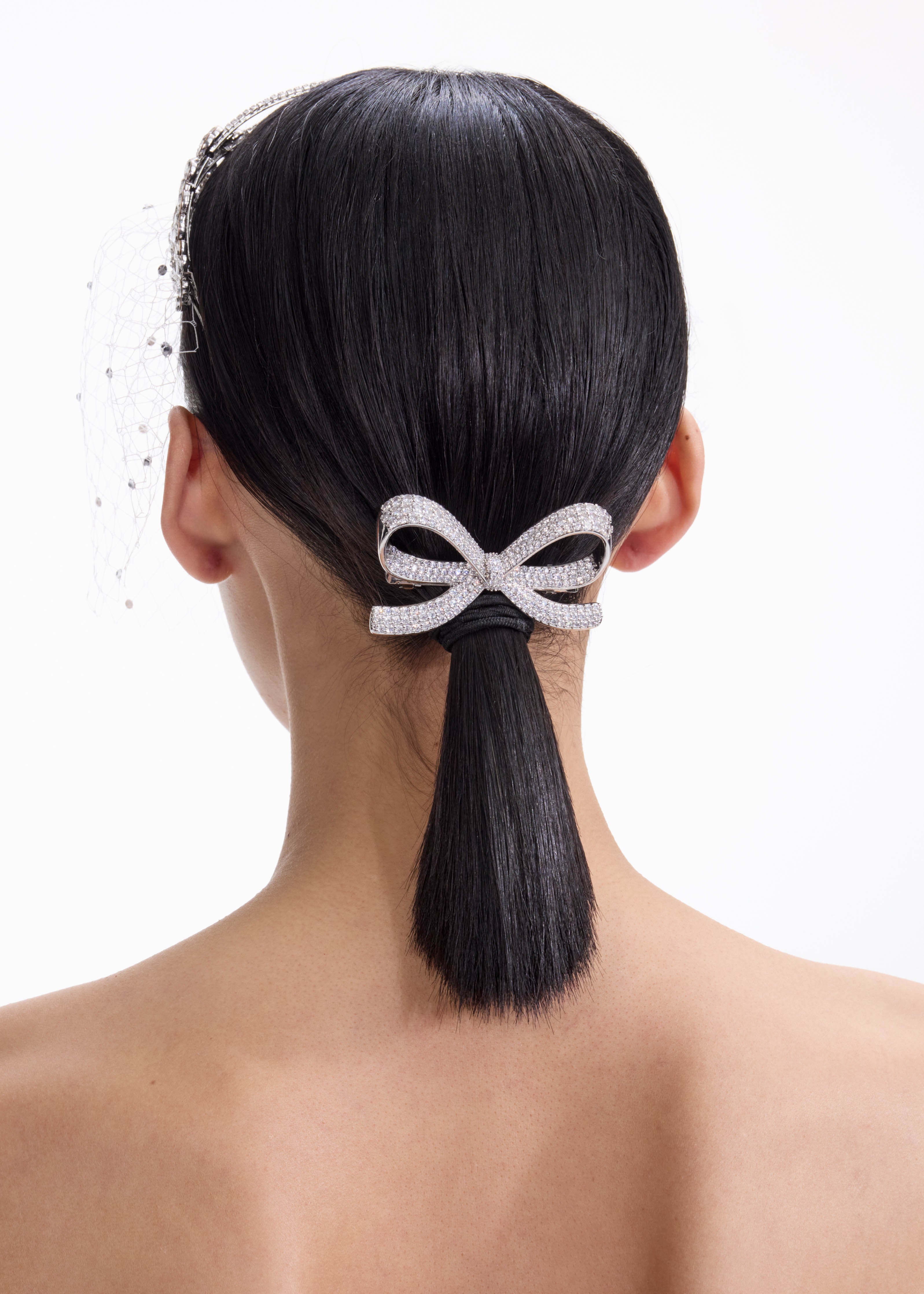 Self Portrait Crystal Bow Haarspange Silber One Size Kristall