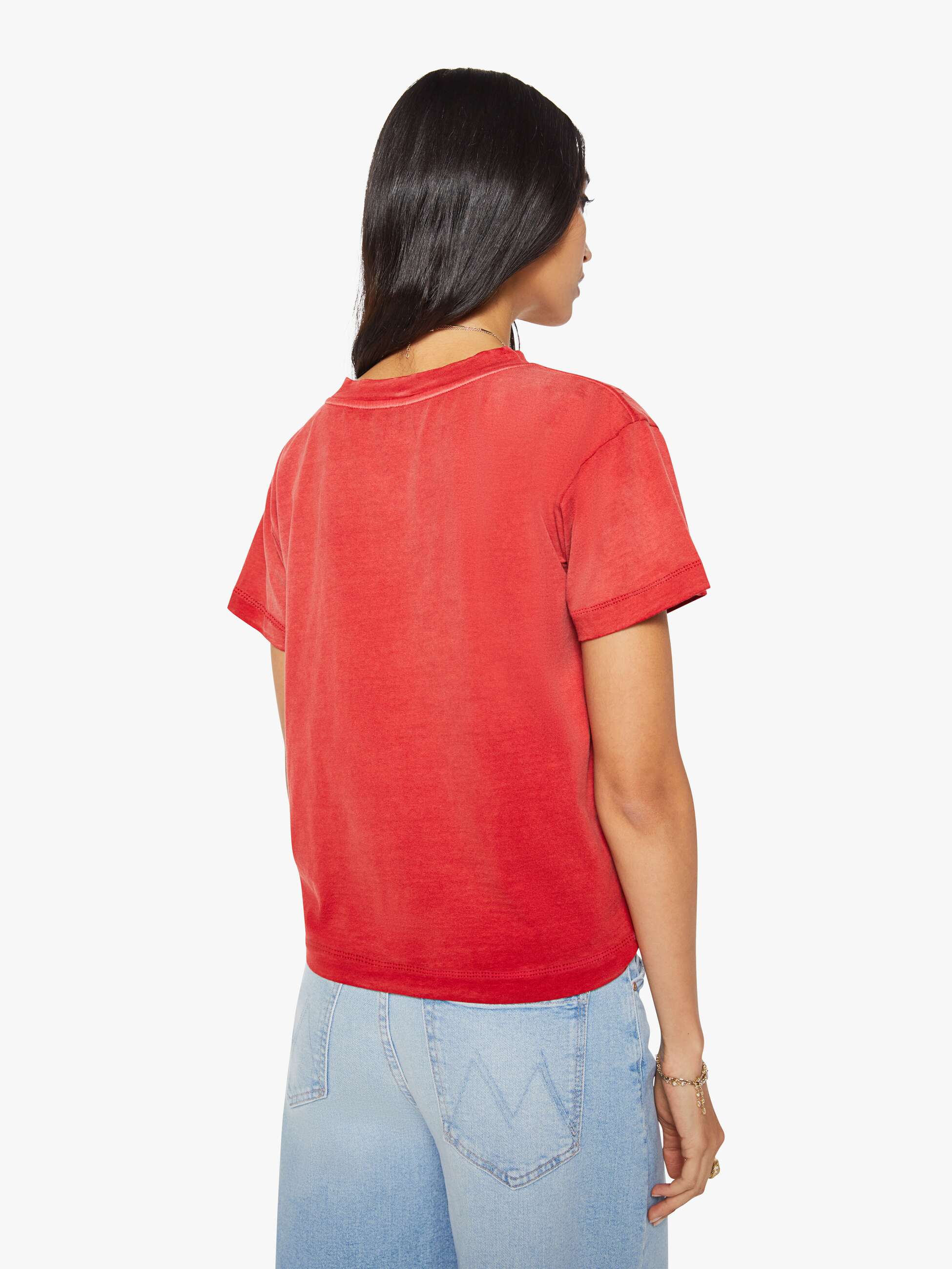 Mother Cuffed Pocket Sinful T-Shirt Tomato Red Slim