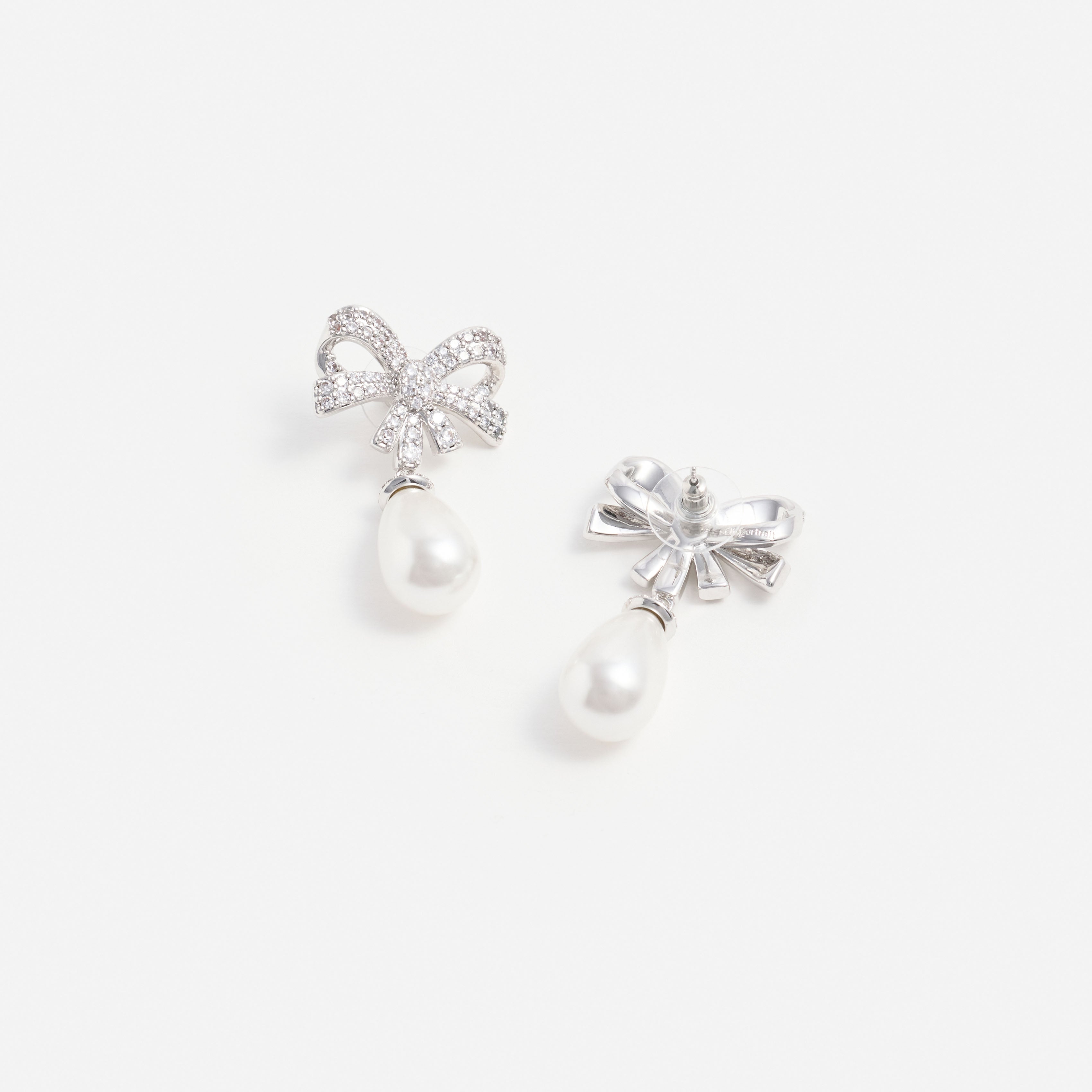 Self Portrait Silver Crystal Bow Ohrringe Silber Kristall Perle