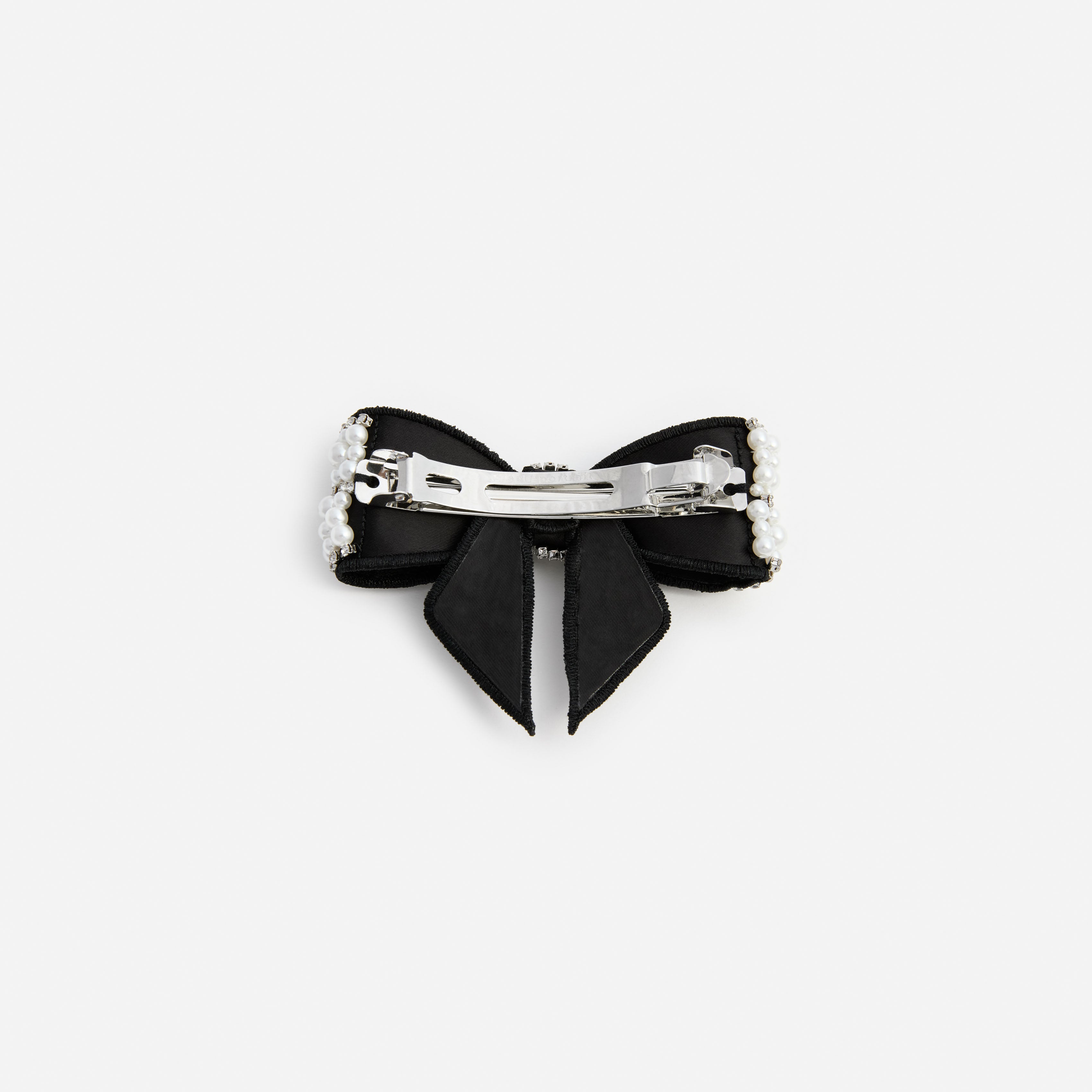 Self Portrait Black Pearl Satin Bow Haarspange Schwarz