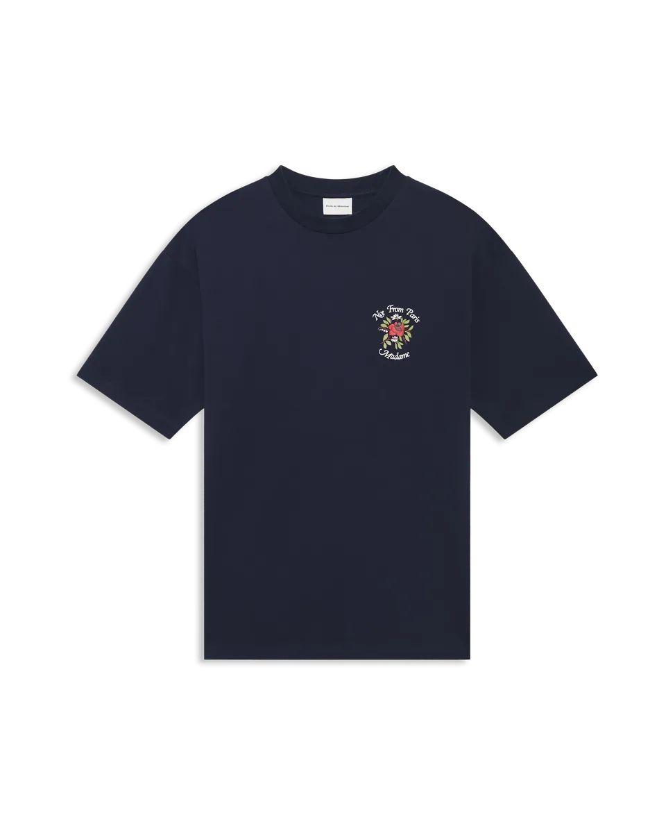 Drôle De Monsieur Le T-Shirt Slogan Rose T-Shirt navy Baumwolle