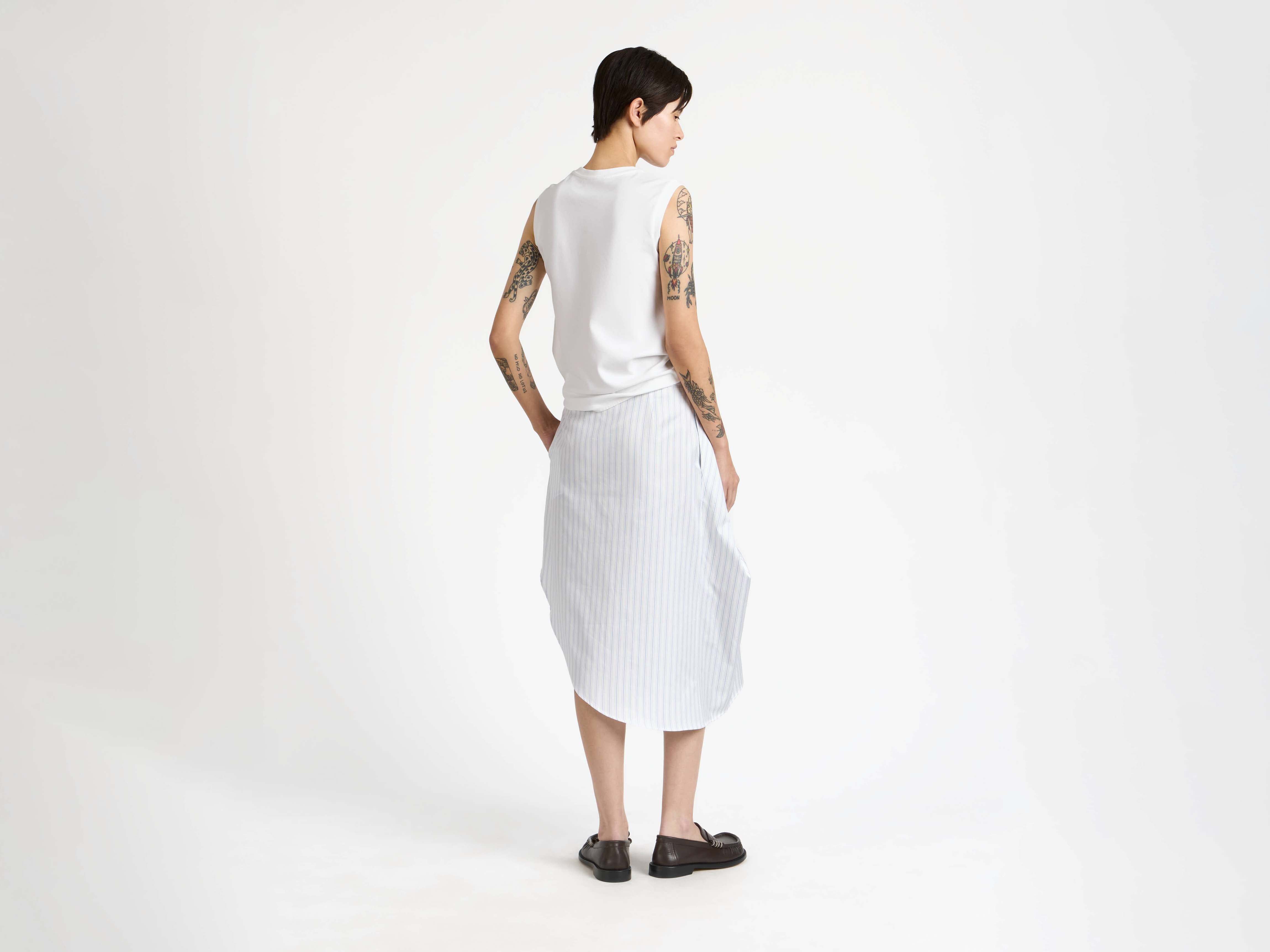 J.W. Anderson Asymmetric Draped Rock Weiss Blau Streifen