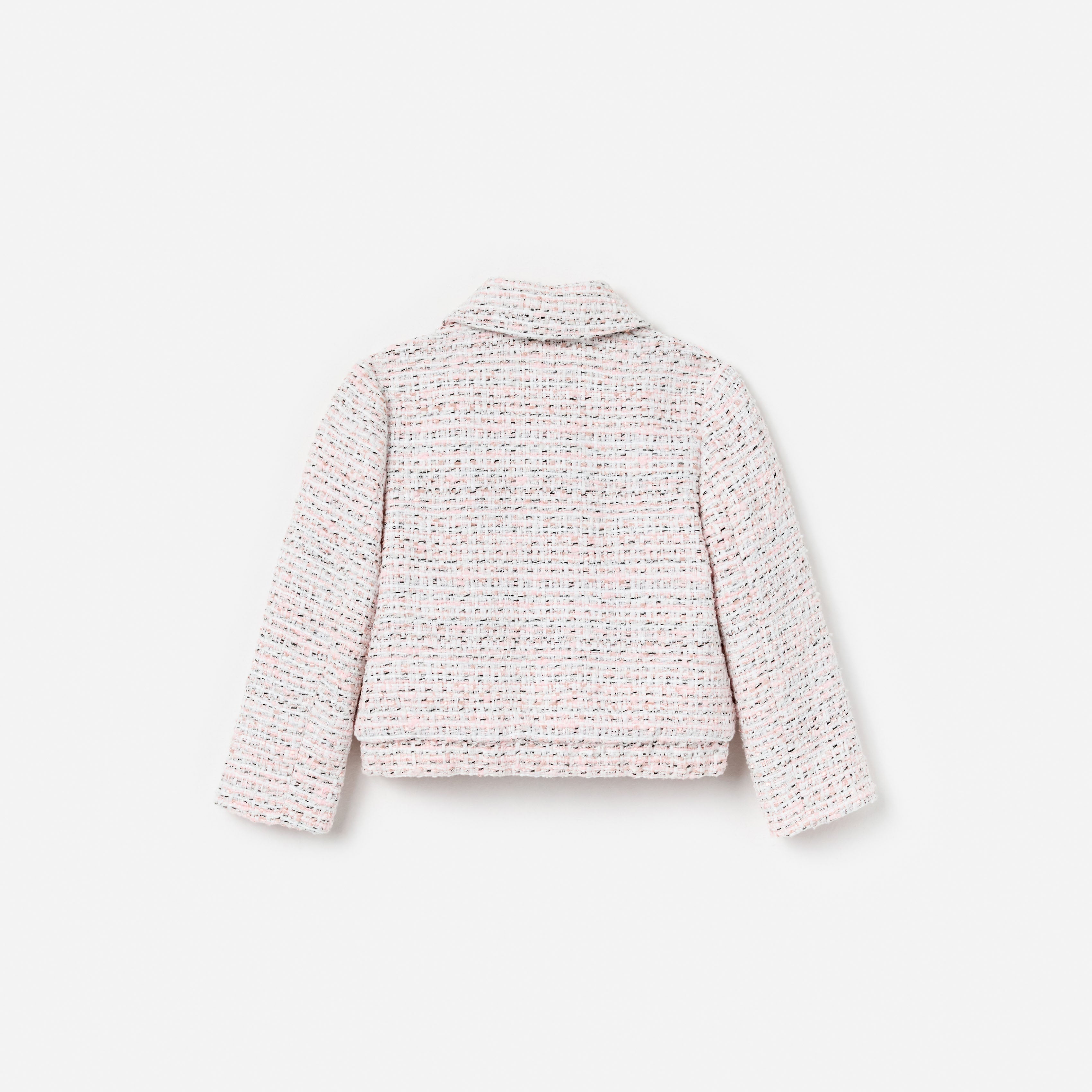 Self Portrait Outerwear Pink Boucle Lace Bow Jacket Kinderjacke Rosa 7/8