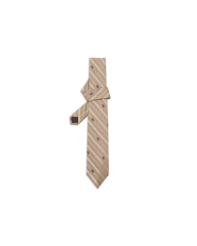 Drôle De Monsieur La Cravate Soie Rayure Monogramme Krawatte beige Seide