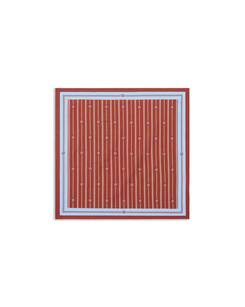 Drôle De Monsieur Foulard Rayure Monogramme Bandana Dunkelrot Baumwolle