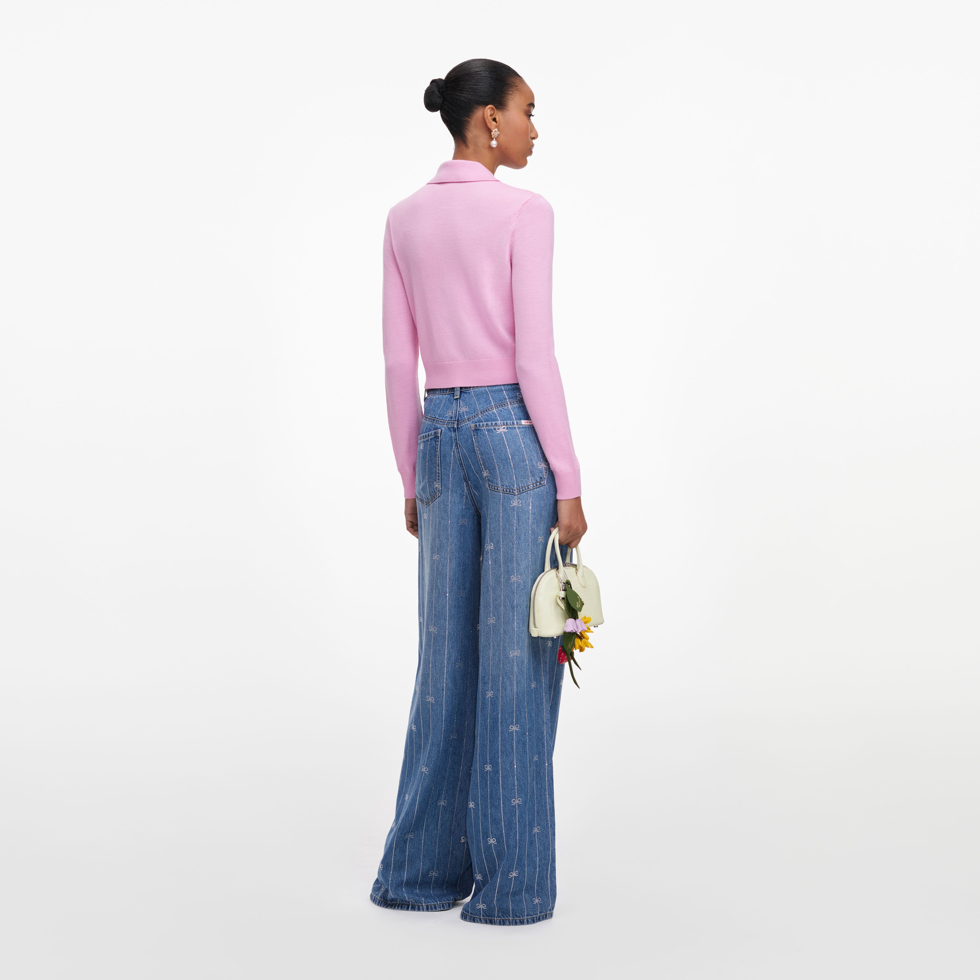 Self Portrait Pink Flower Knit Cardigan Strickjacke Rosa S