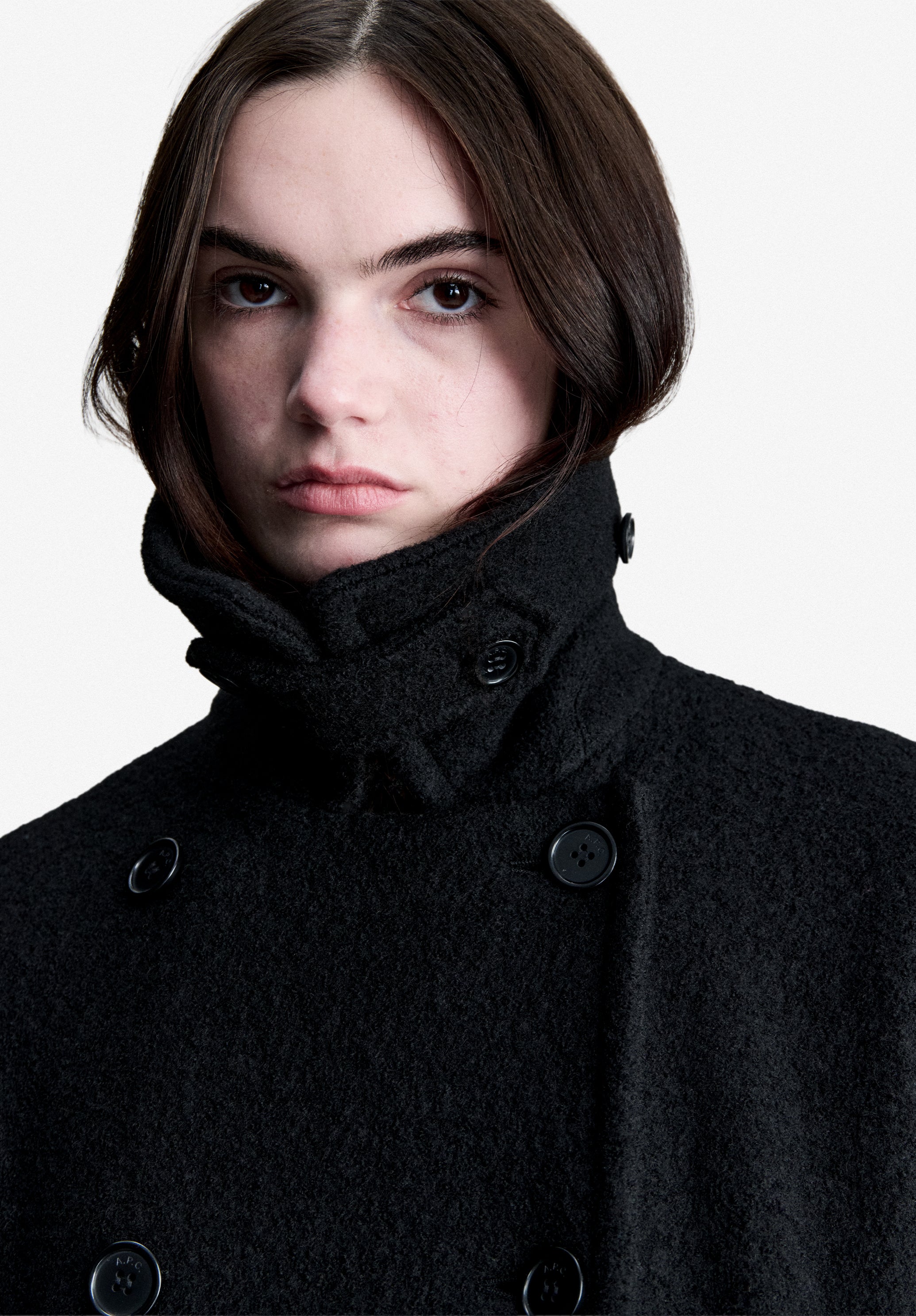 A.P.C. Oversize Mantel Wolle schwarz knöchellang