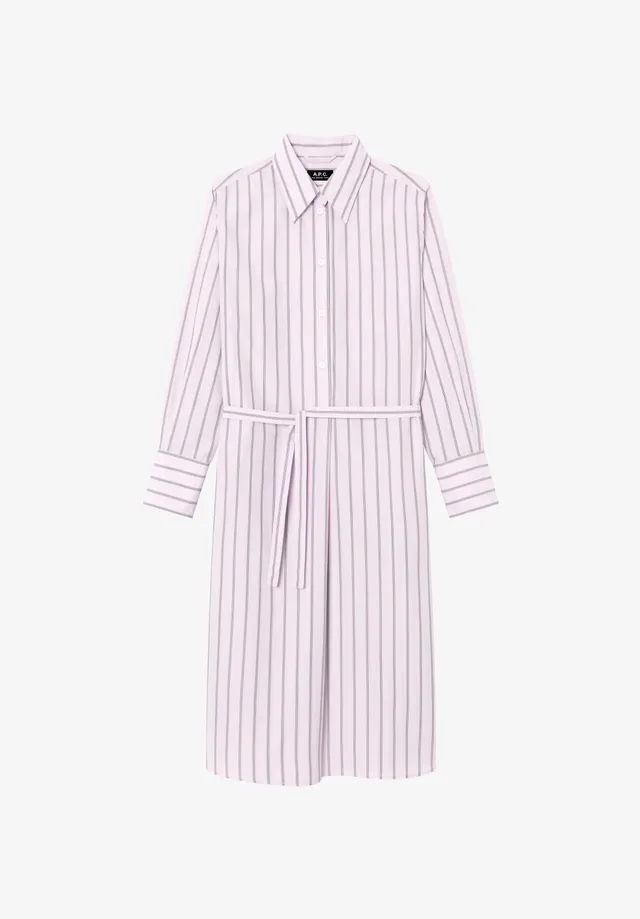 A.P.C. Hemdblusenkleid rosa Bio-Baumwolle knielang