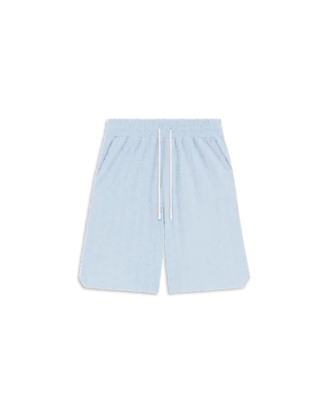 Drôle De Monsieur Monogram Shorts Blau Frottee Baumwolle