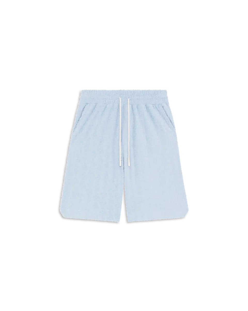 Drôle De Monsieur Monogram Shorts Blau Frottee Baumwolle
