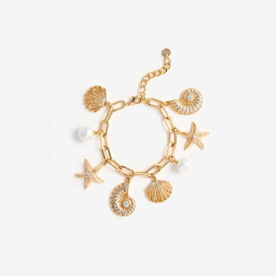 Self Portrait Jewellery Gold Multi Charm Armband Gold One Size