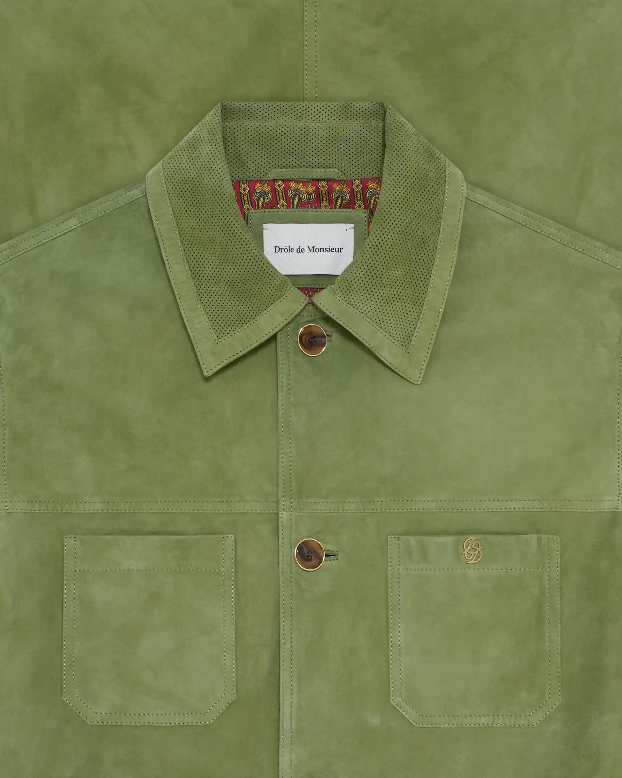 Drôle De Monsieur Veste Suède Lederjacke Oliv Wildleder