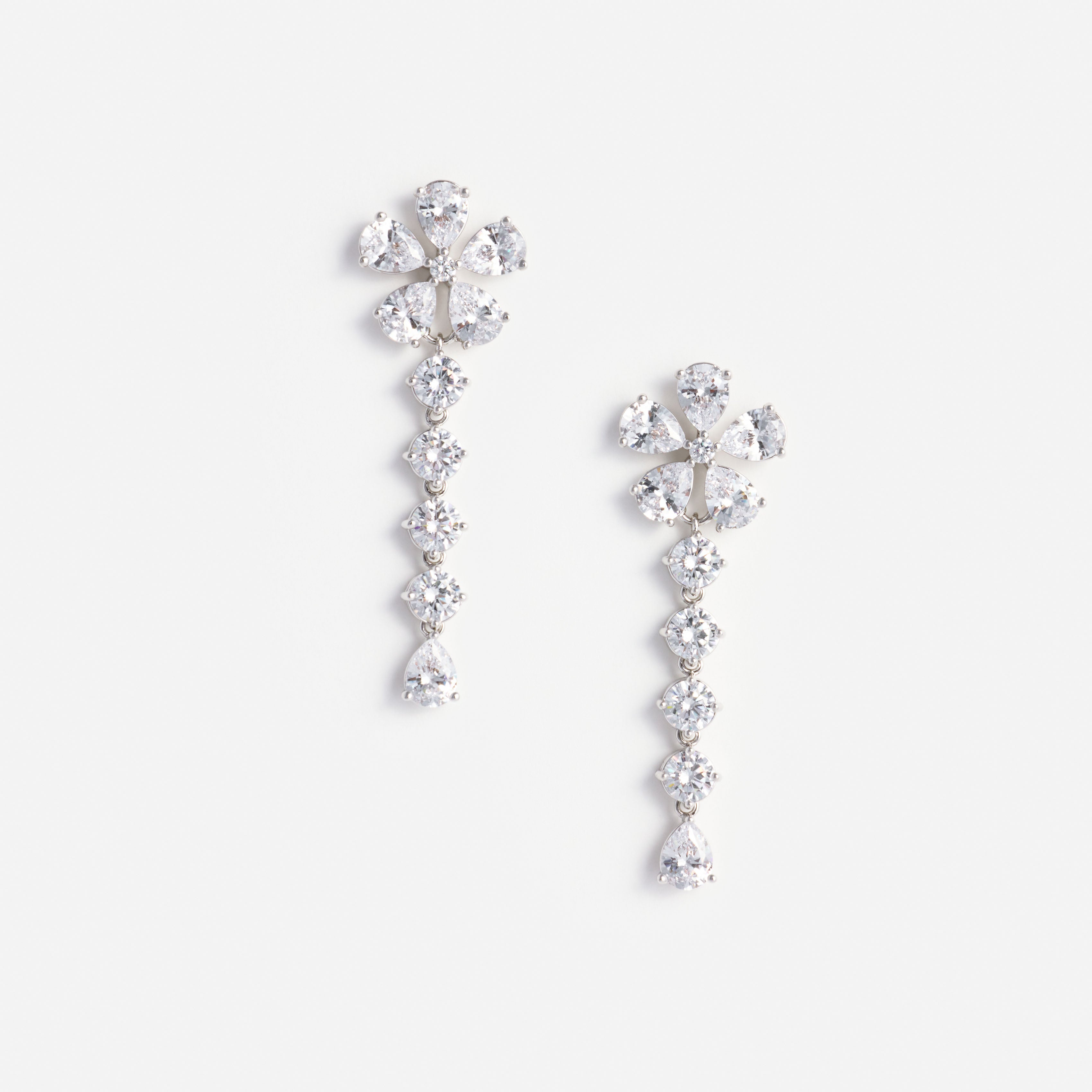 Self Portrait Jewellery Multi Crystal Flower Dangle Ohrringe Silber